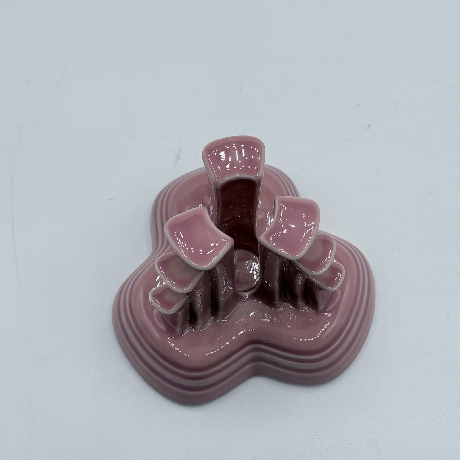 Fiesta Ware, Rose Pink Art Deco Pyramid Style Vintage Candle Holder Pair (2)