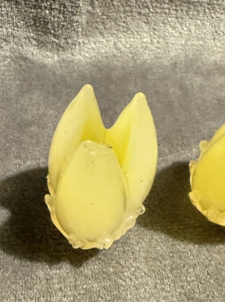 Pair Vintage Murano Satin Yellow Art Glass Tulip Lily Candle Holders – Damaged