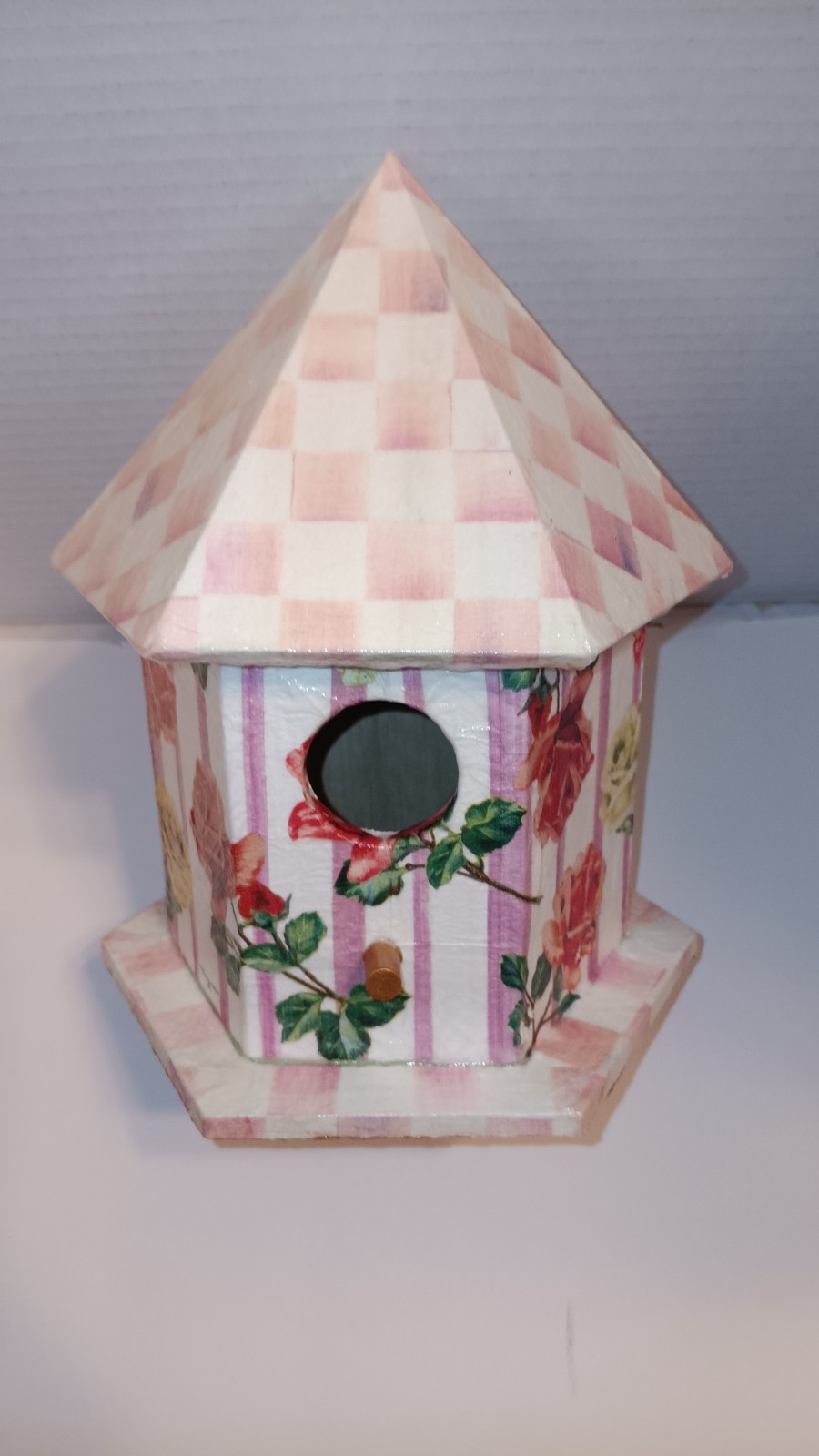 FITS WITH MACKENZIE CHILD’S PINK STRIPE BIRDHOUSE, MADE BY ME