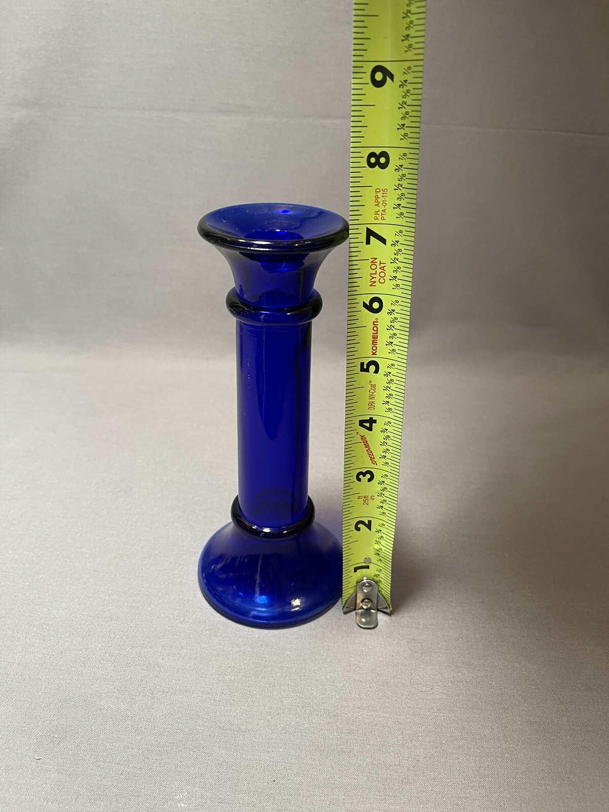 Vintage Recycled Cobalt Blue Pillar Style 7 inch Candle Holder or Vase