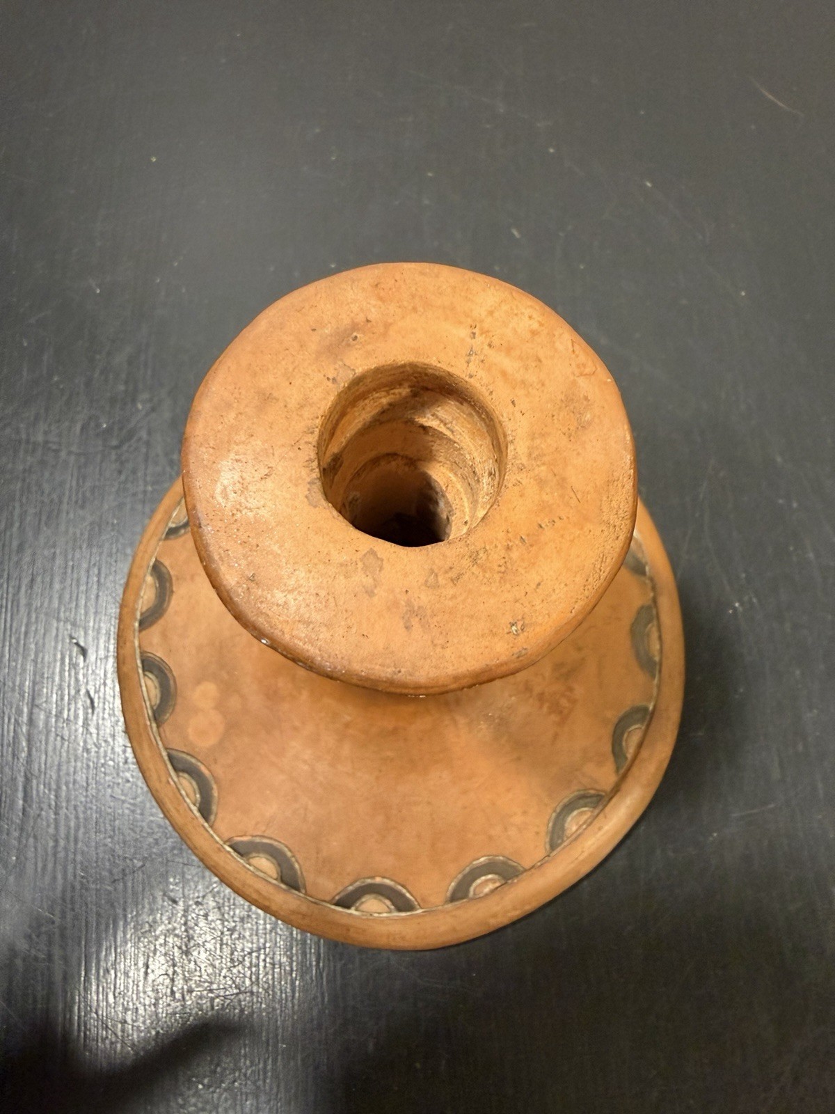 Vintage Signed Studio Pottery Terracotta Candlestick Holder 5.5” Tall Southwest