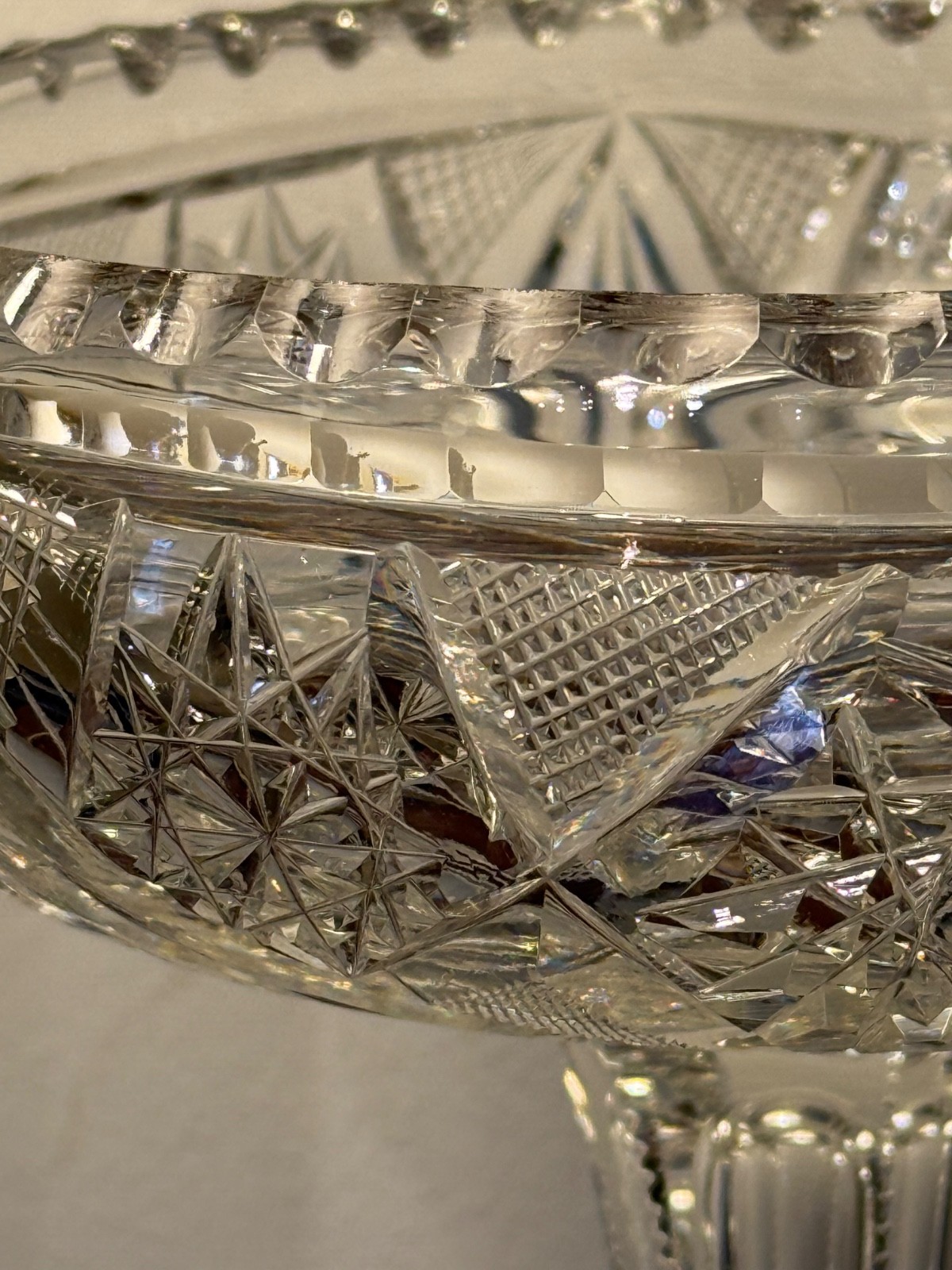 Fry Lyton ABP Notched Stem Cut Glass Compote American Brilliant Period 1900’s