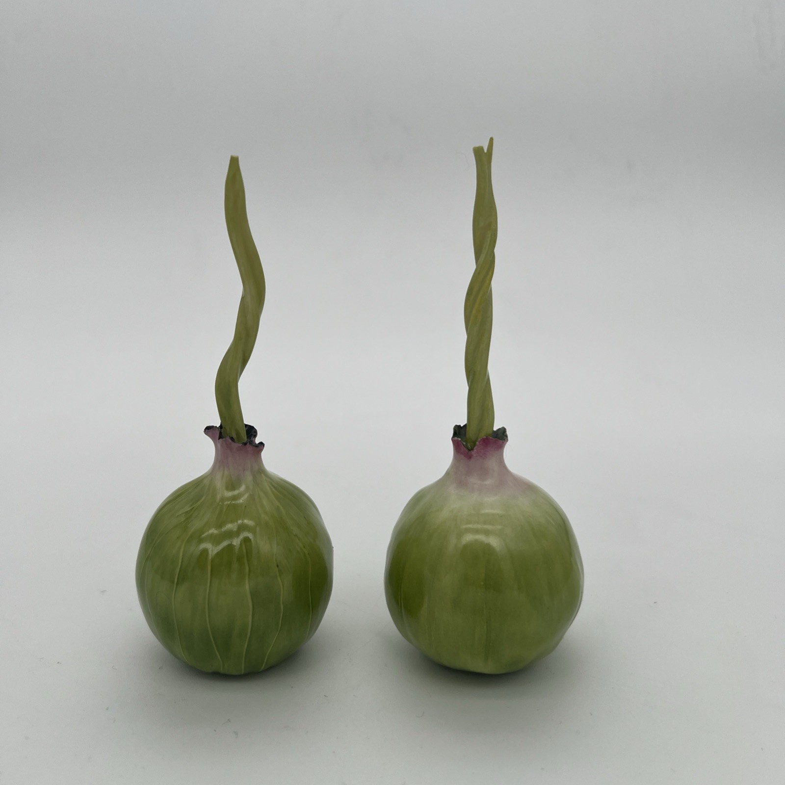VTG Katherine Houston KHO Porcelain 1993 & 1995 Hand-Painted Onions w Stems (2)