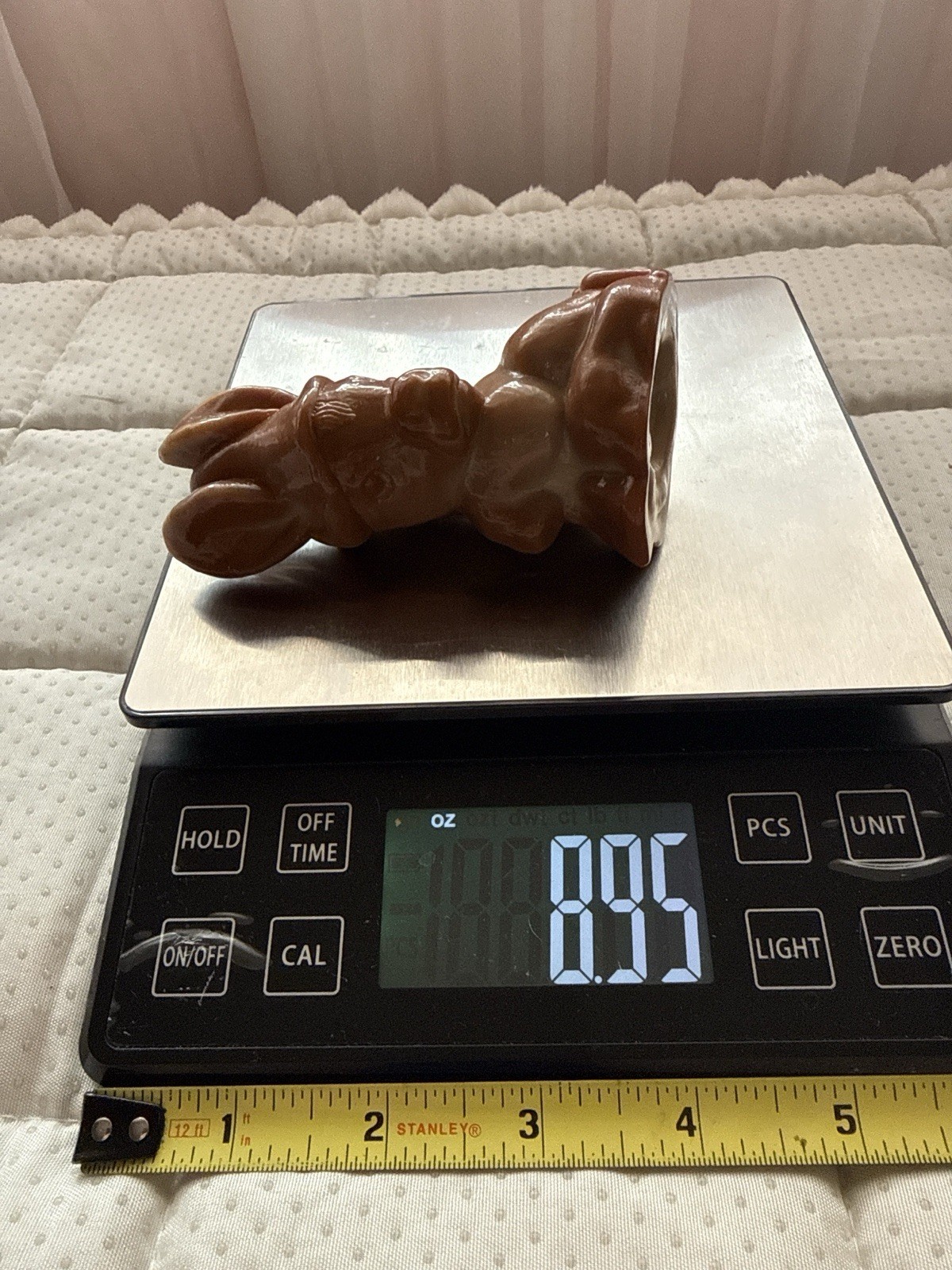 Mosser Glass Orange Slag Bunny Rabbit Figurine Cream Swirl Vintage Easter 5”