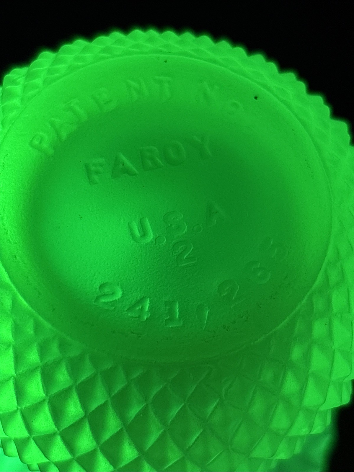 Rare Faroy Uranium Glass Candle Holder Diamond Point Pattern