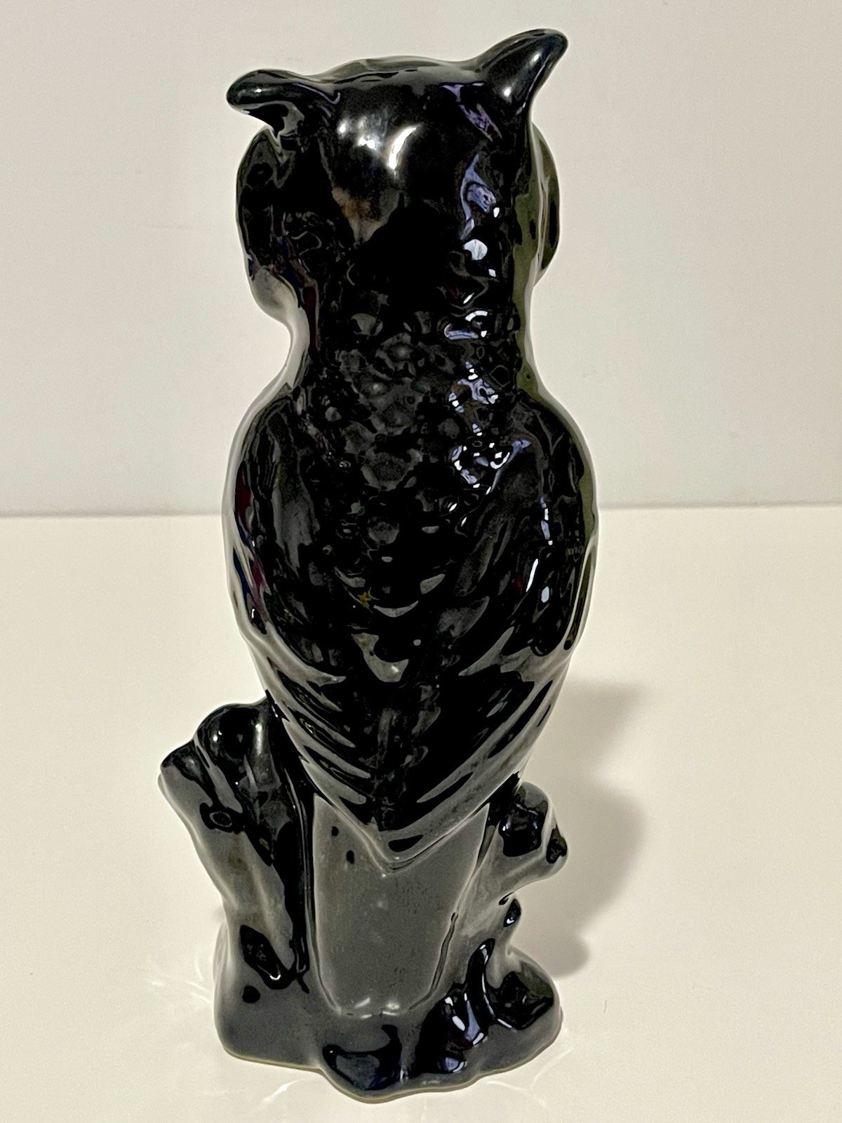 VTG Van Briggle Black Clay Owl Perch Colorado Springs CO 9.5 Inches Tall Signed