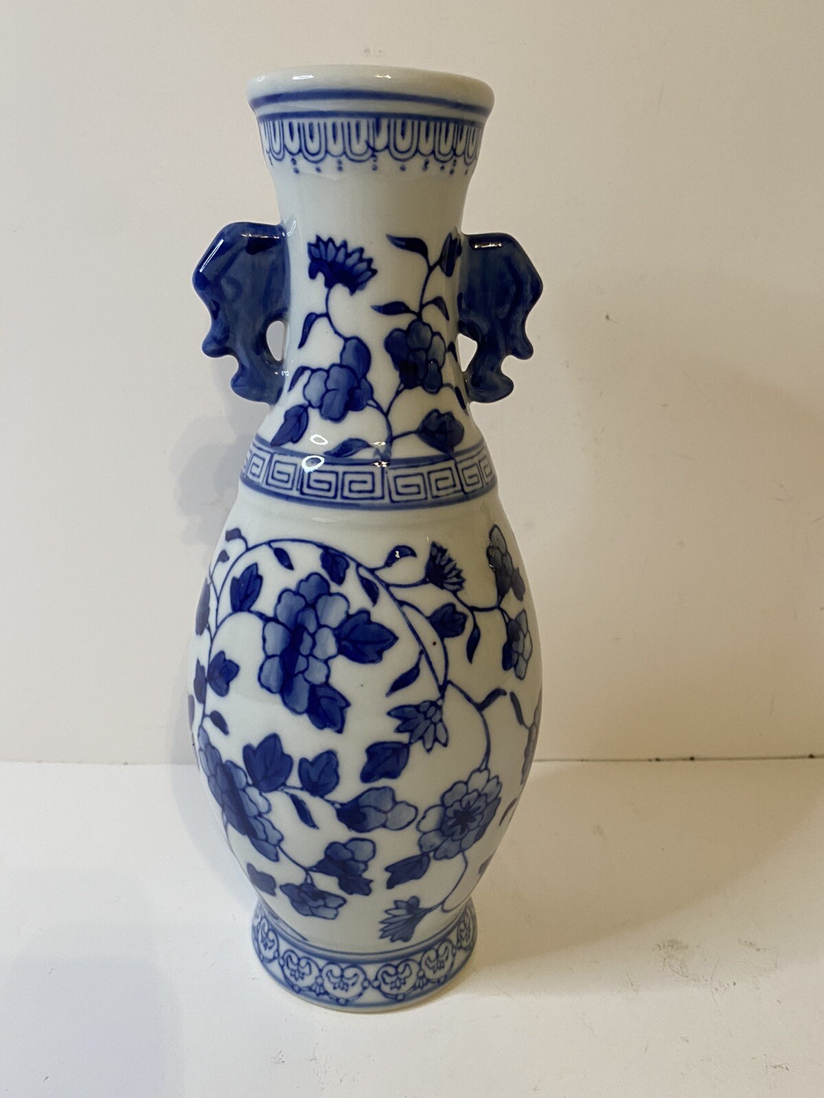 Blue and White Porcelain Bud Vase 10” H Ceramic Pottery China