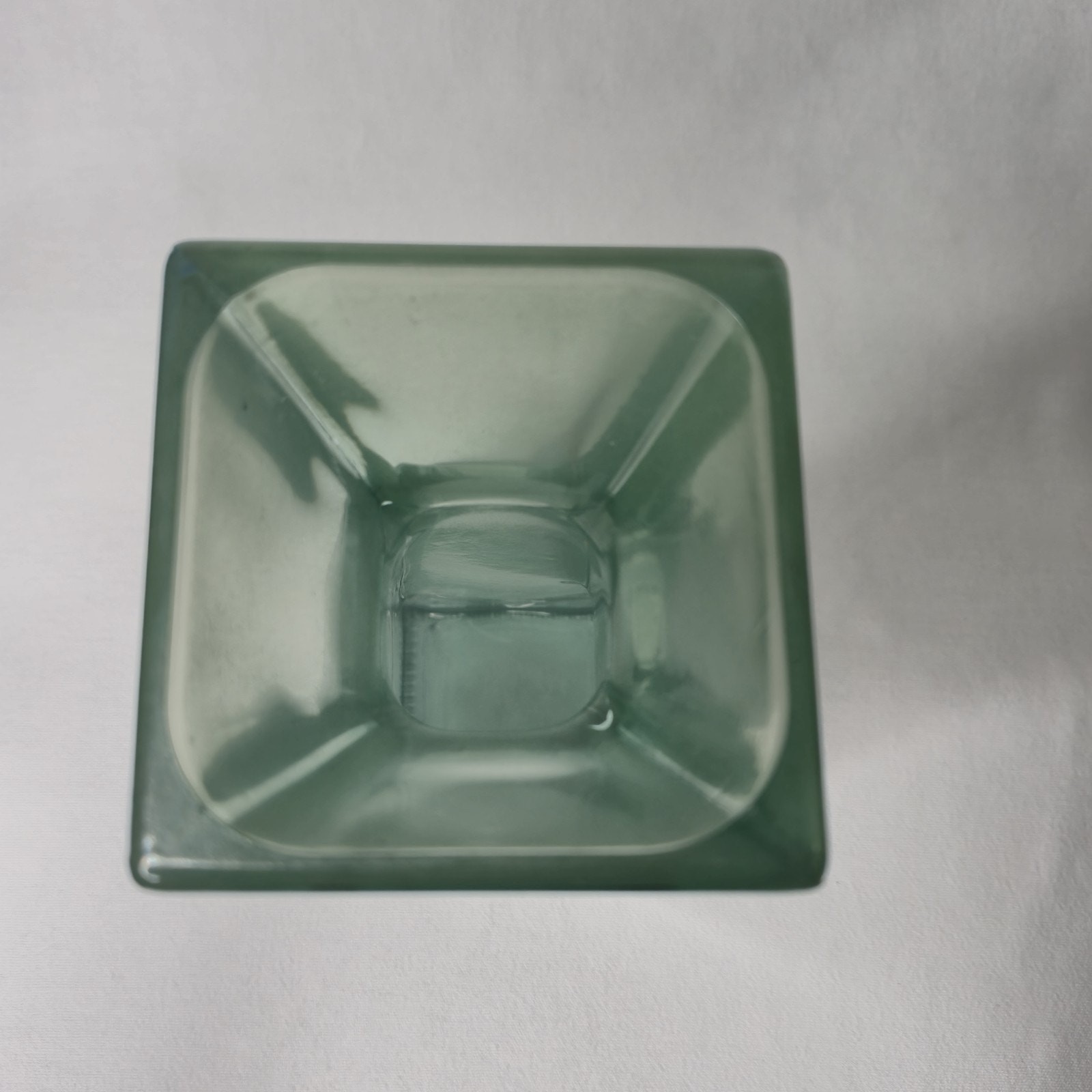 Vtg Vidrios Reciclados San Migual Glass Vase Column Style MCM Spain Teal Blue 11
