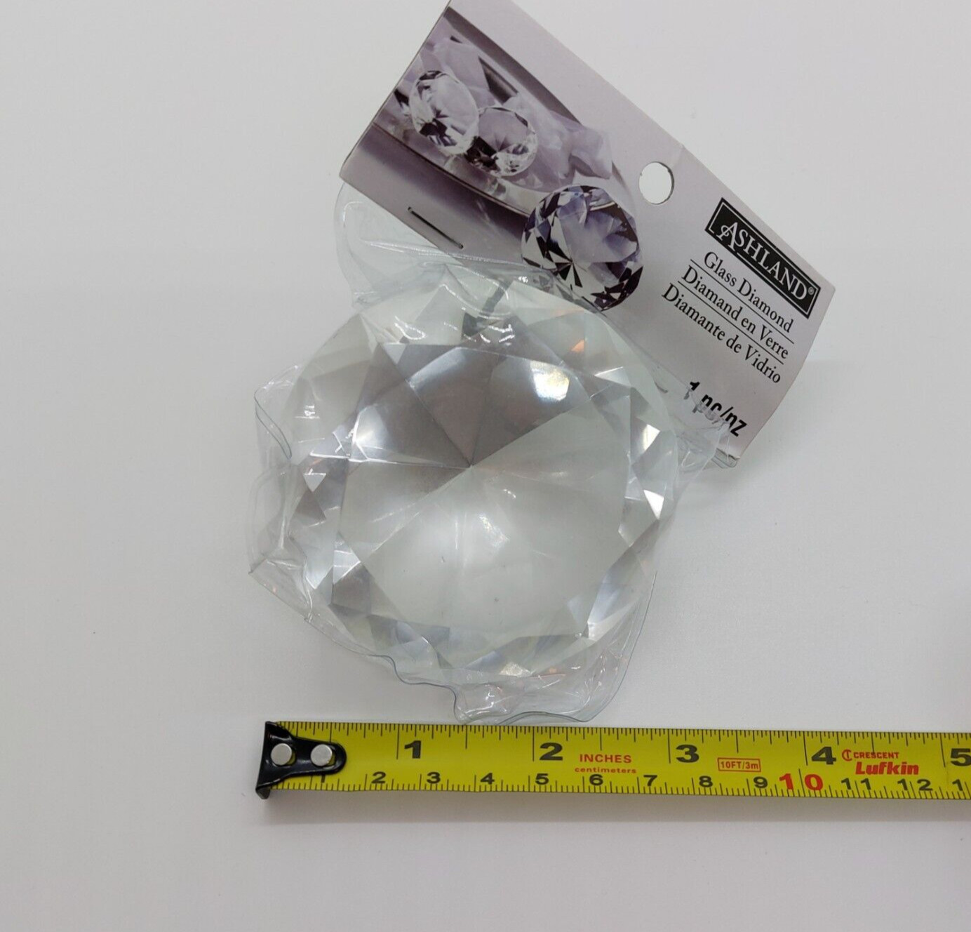 Paperweight Diamond Clear Glass 3.25in NEW