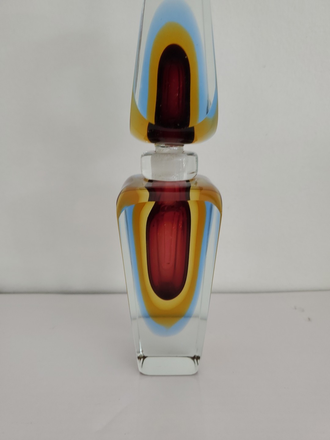 Venetian Sommerso Murano Glass Perfume Bottle H 9″