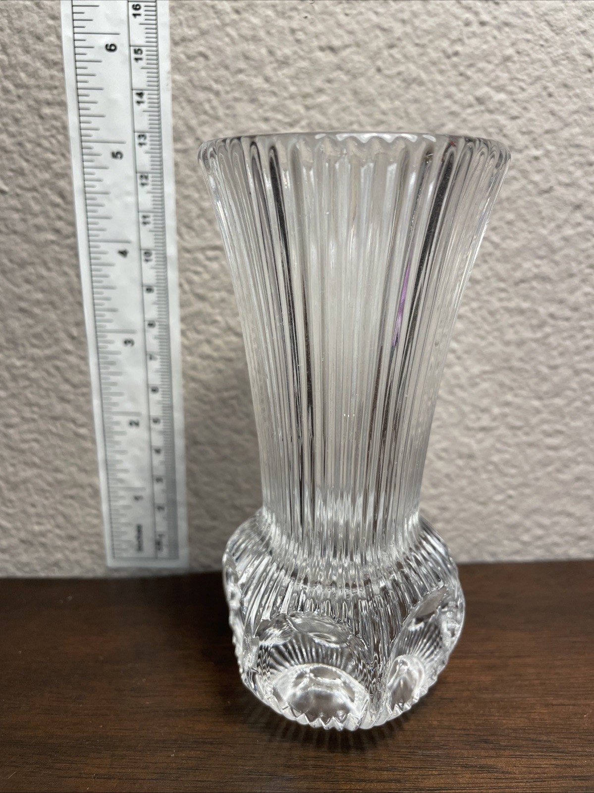 Vintage Fostoria Melissa Bud Vase Concave Thumb Print Lead Crystal Clear 4.5”T