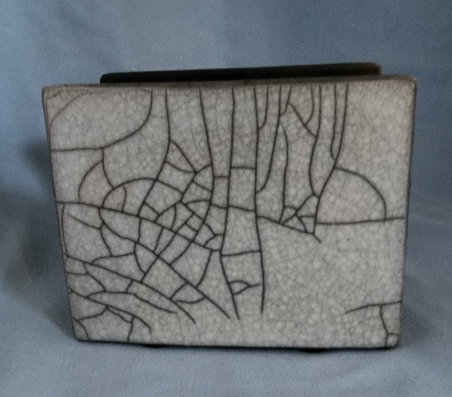 Davis Vachon Handmade Glazed Raku Clay Pottery Art Tile Iris Pencil Holder