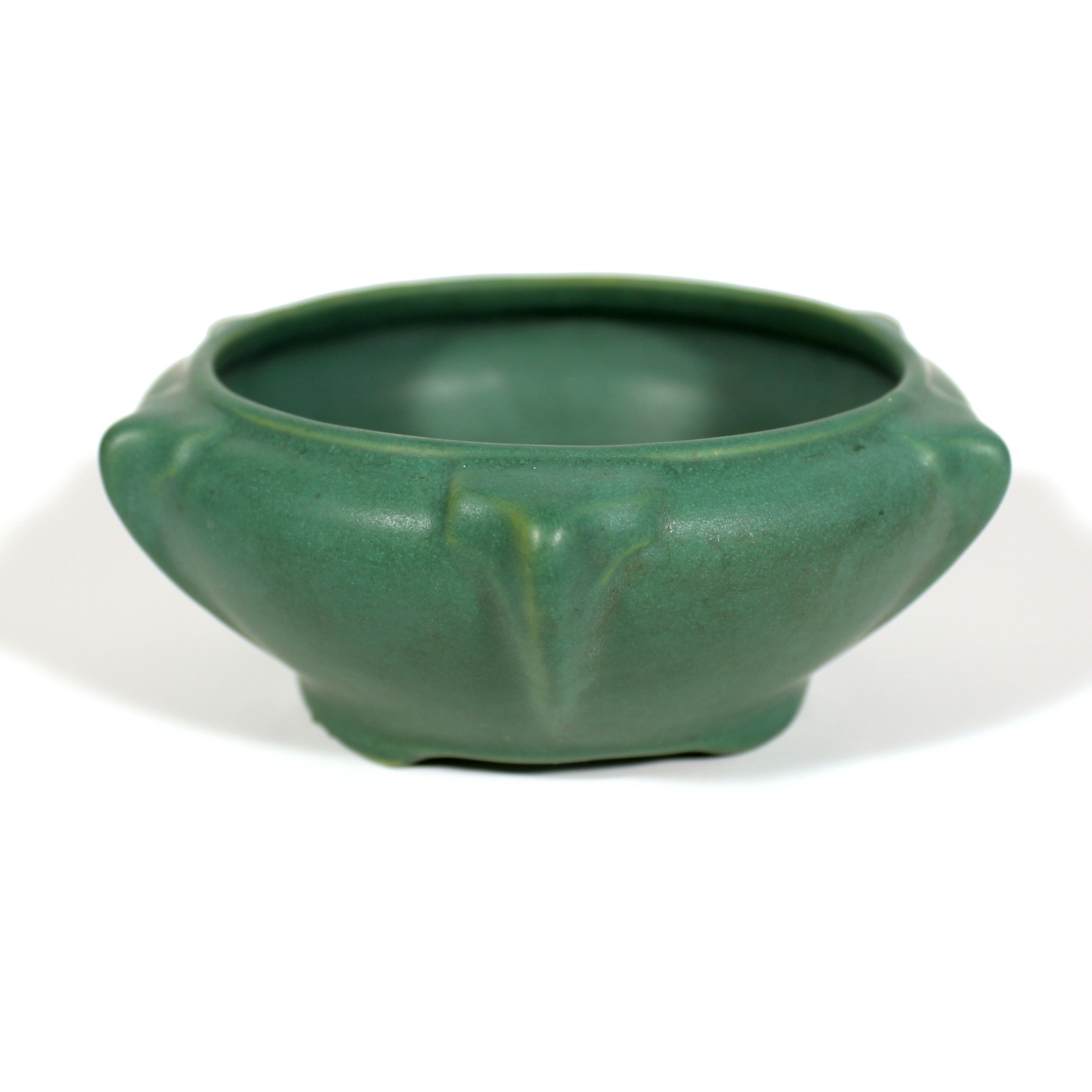 ROSEVILLE ART POTTERY BOWL VASE MATTE GREEN GLAZE OHIO ANTIQUE ARTS & CRAFTS