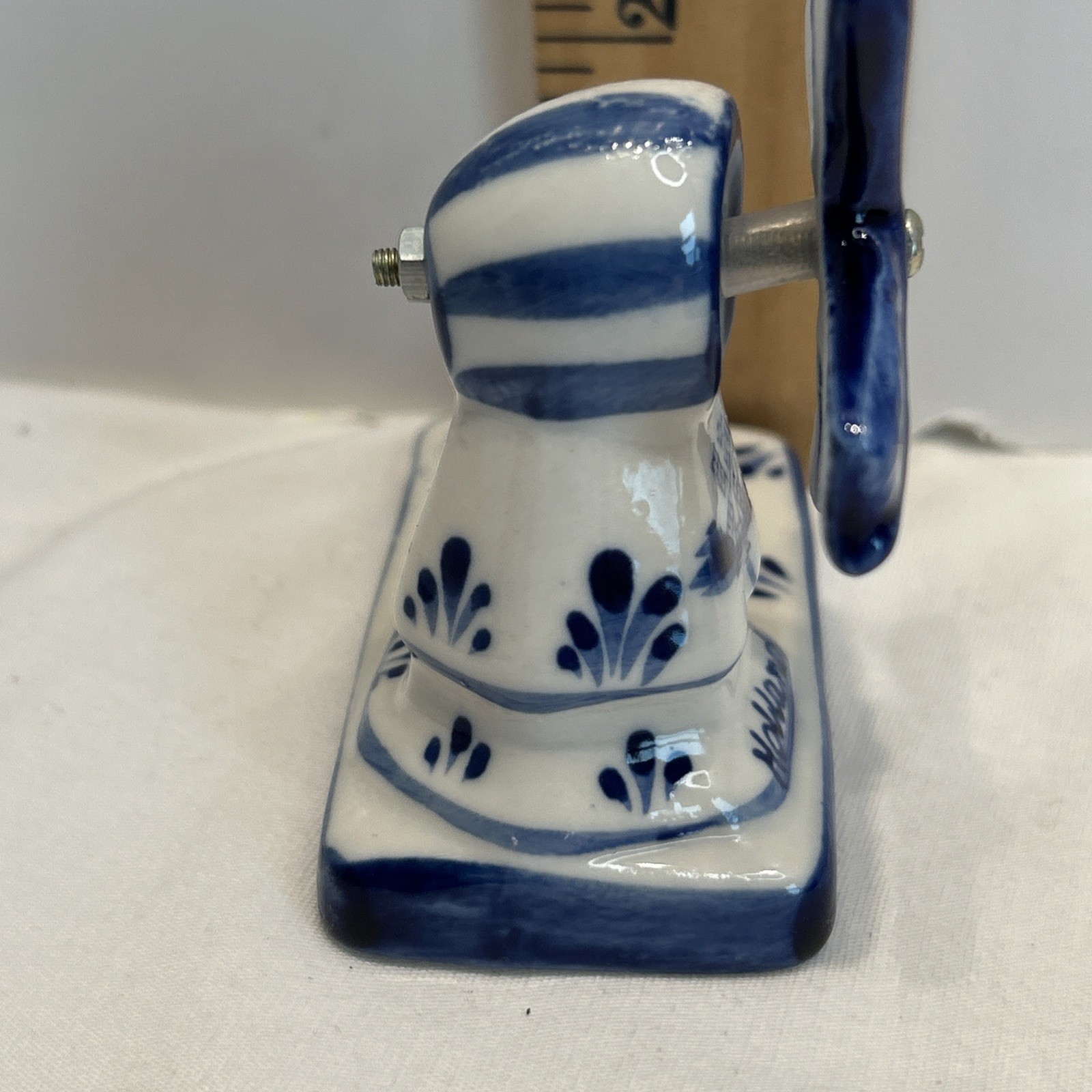 Delftware Figurine Windmill and W/ Cow Souvenir Holland Designed By TS