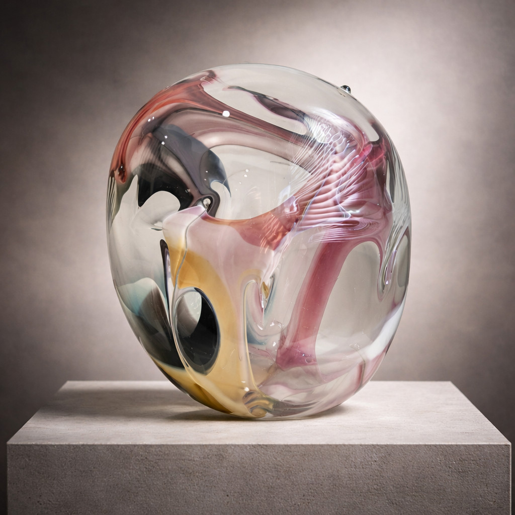 Peter Bramhall Signed 1980s Studio Art Glass Sculpture 17” Large Abstract