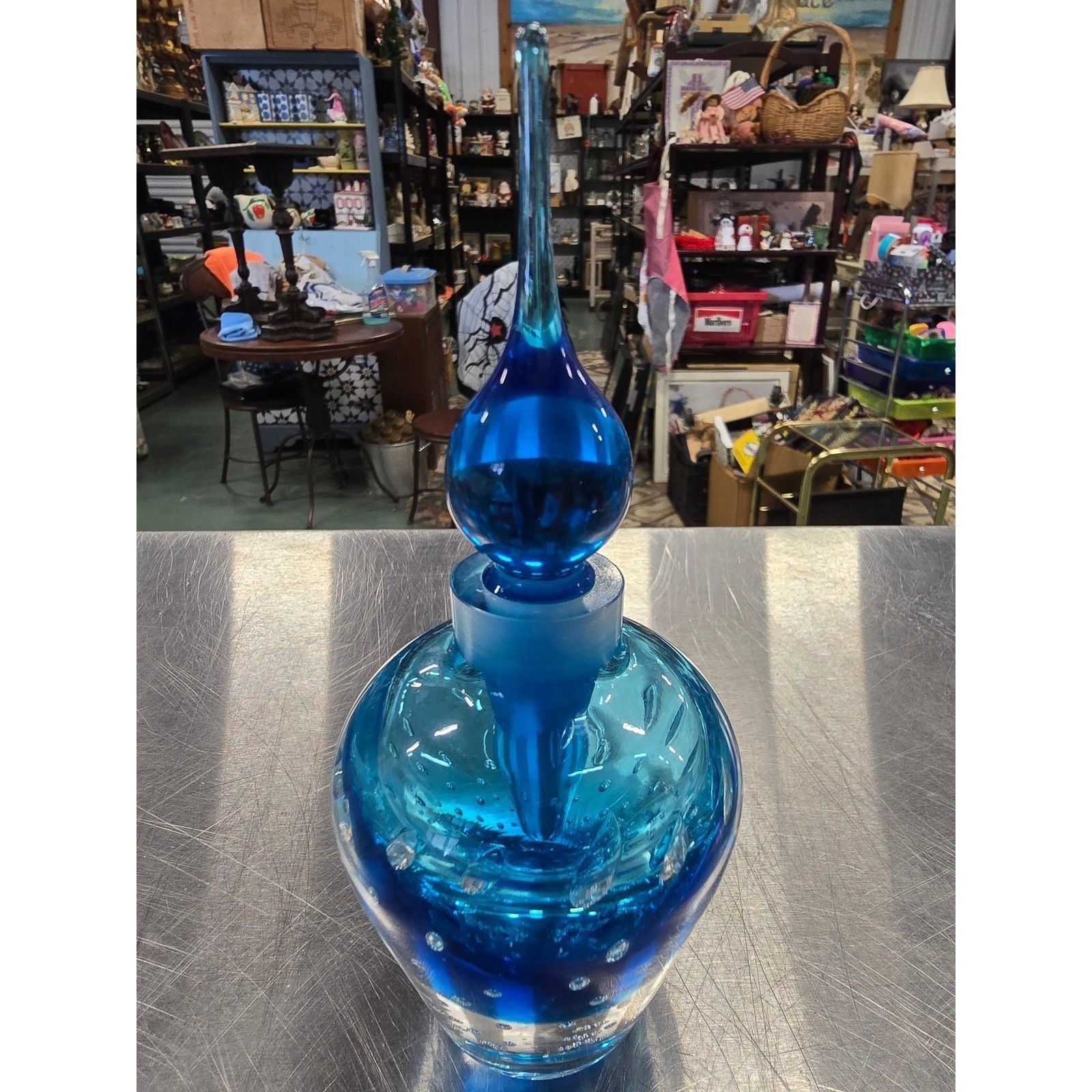 Unbranded Perfume Bottle Women OS Blue Excellent Controlled Bubble Art Glass
