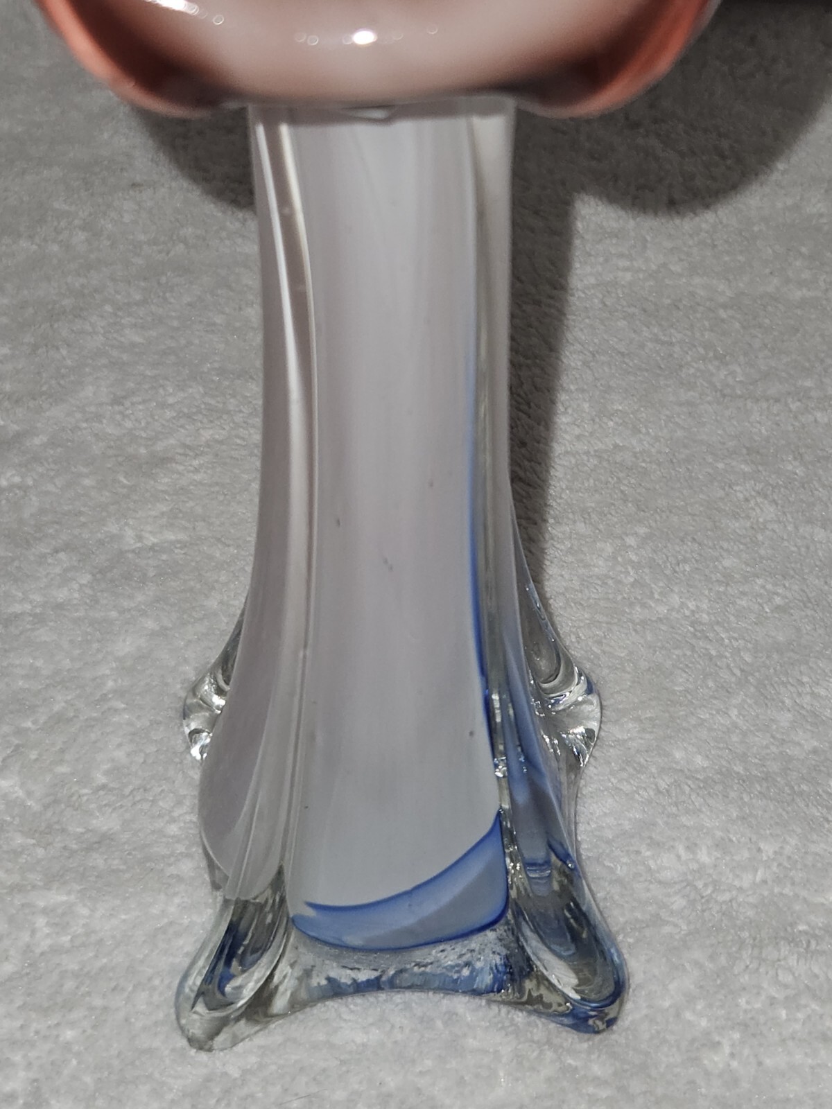 Jack In The Pulpit Vase 7.5″ Amethyst White And Blue Hand Blown Glass Art