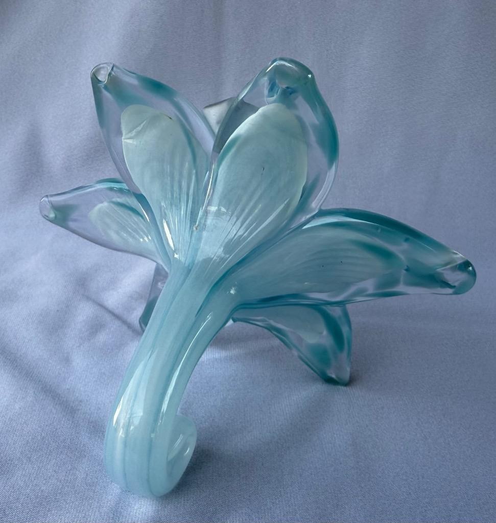 Genuine Italian Flower Blown Glass Murano light blue color Italy No 721