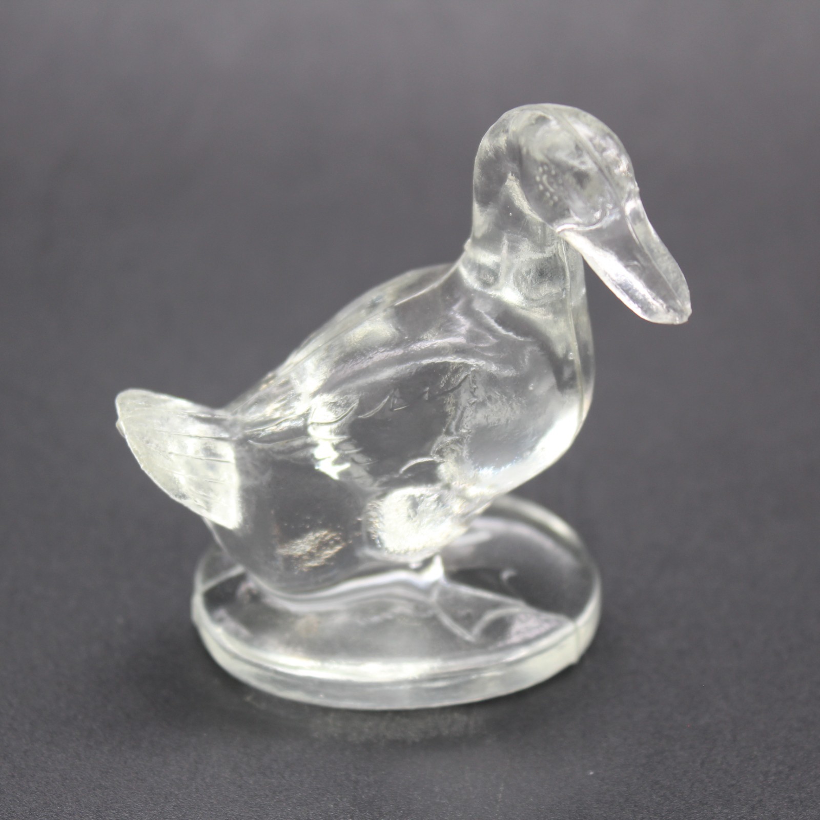 Vintage Pressed Clear Glass Miniature Goose Or Duck Collectible Figurine 2.5″