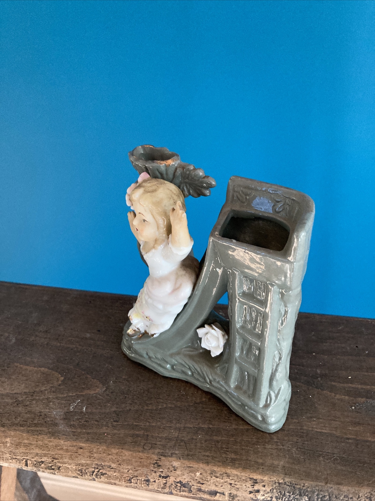 Vintage “Girl On A Slide” Spill Vase Japan
