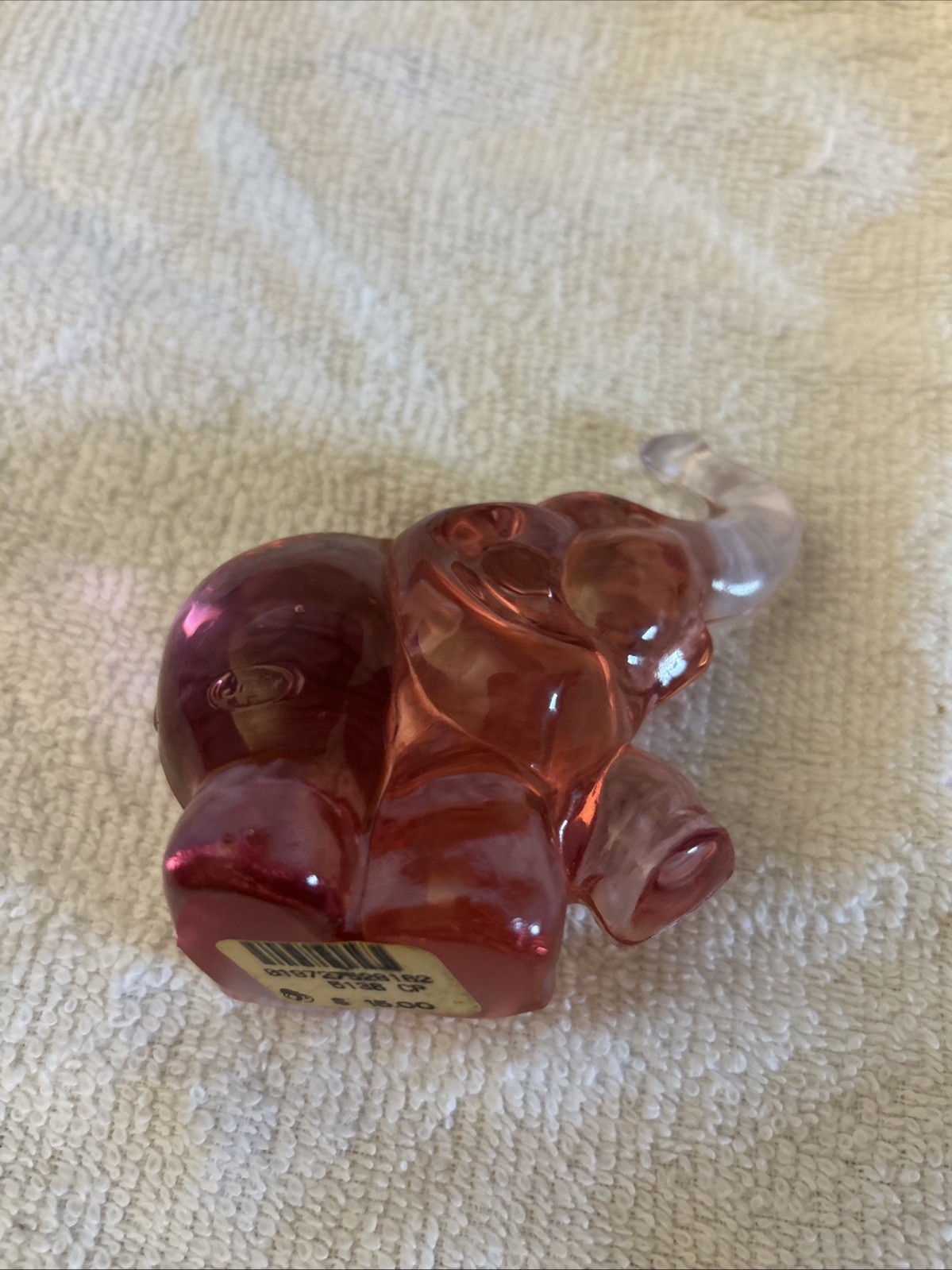 Vintage Fenton Glass Rose Pink/Cherry Elephant Trunk Up Decorative Collectible