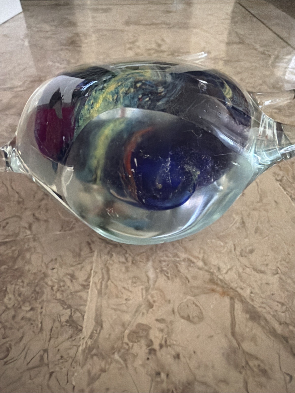 Lot 2 Italian Art Glass Fish Tank Aquarium Sculpture 9″ Tall Murano Style