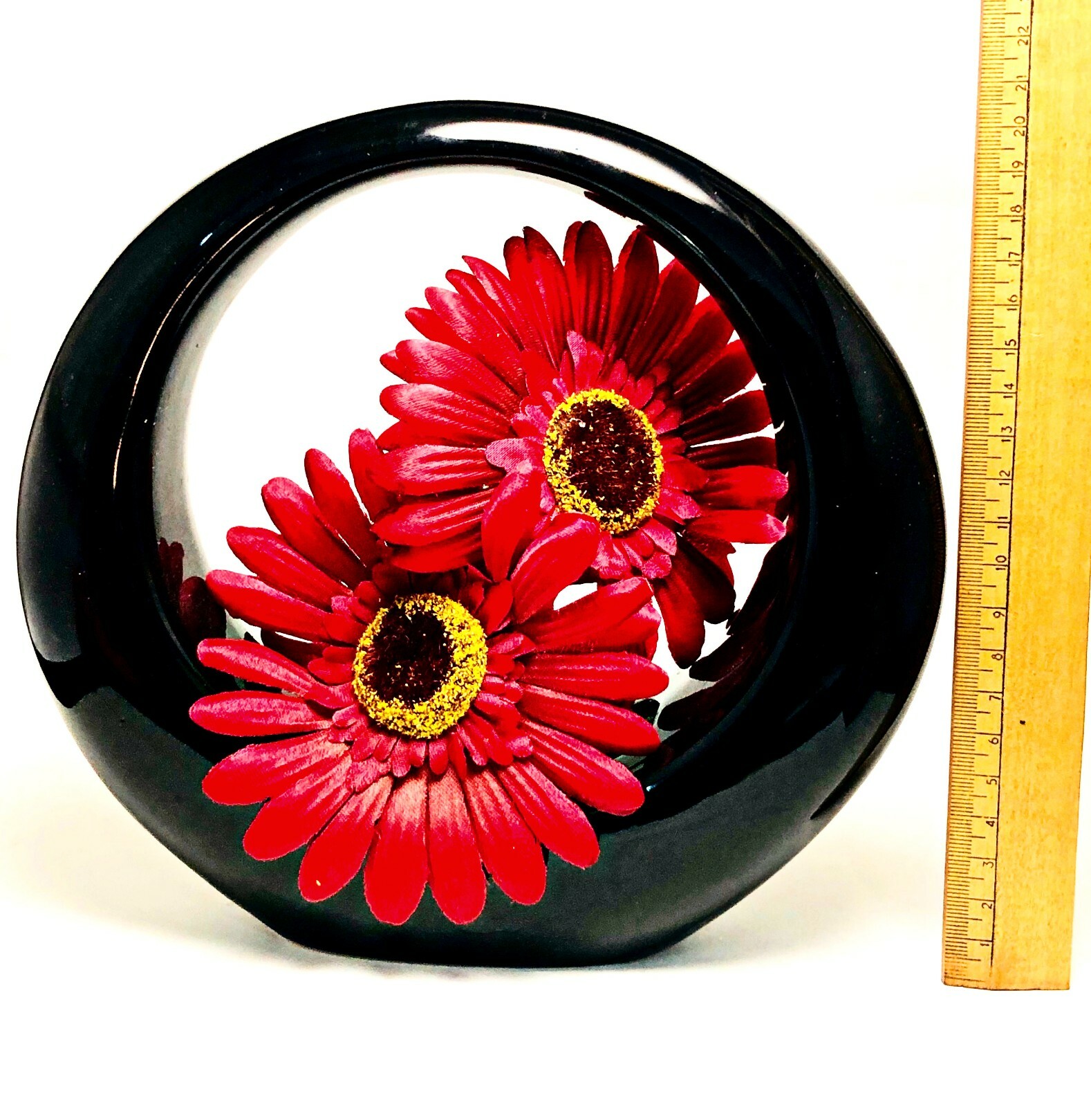 Japanese Round Flower Vase Pottery Vtg Floral Kabin Ikebana Arrangement Zen Gift