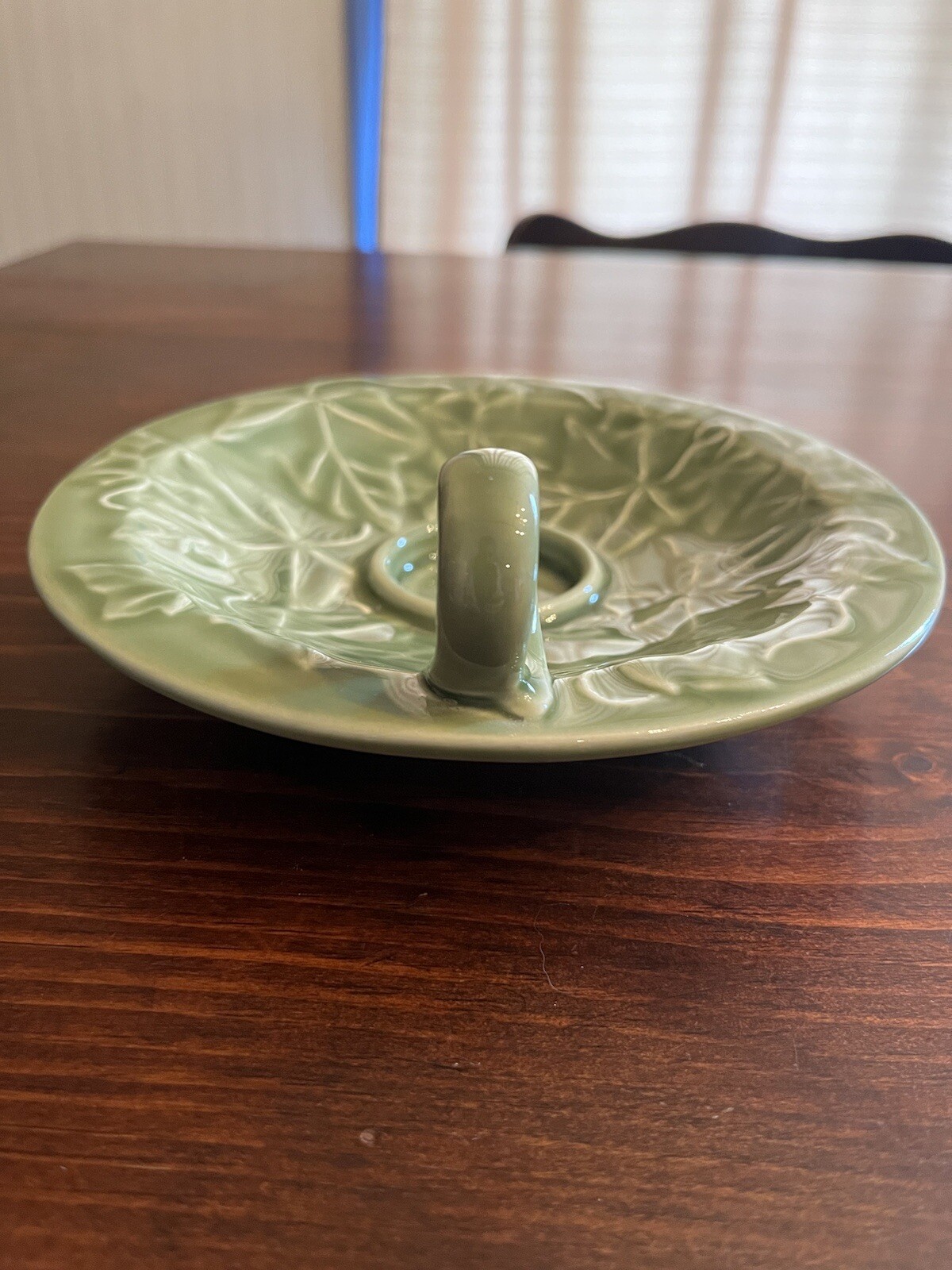 Franciscan Ivy Green Candle Holder Chamberstick Finger Loop Vintage Victorian