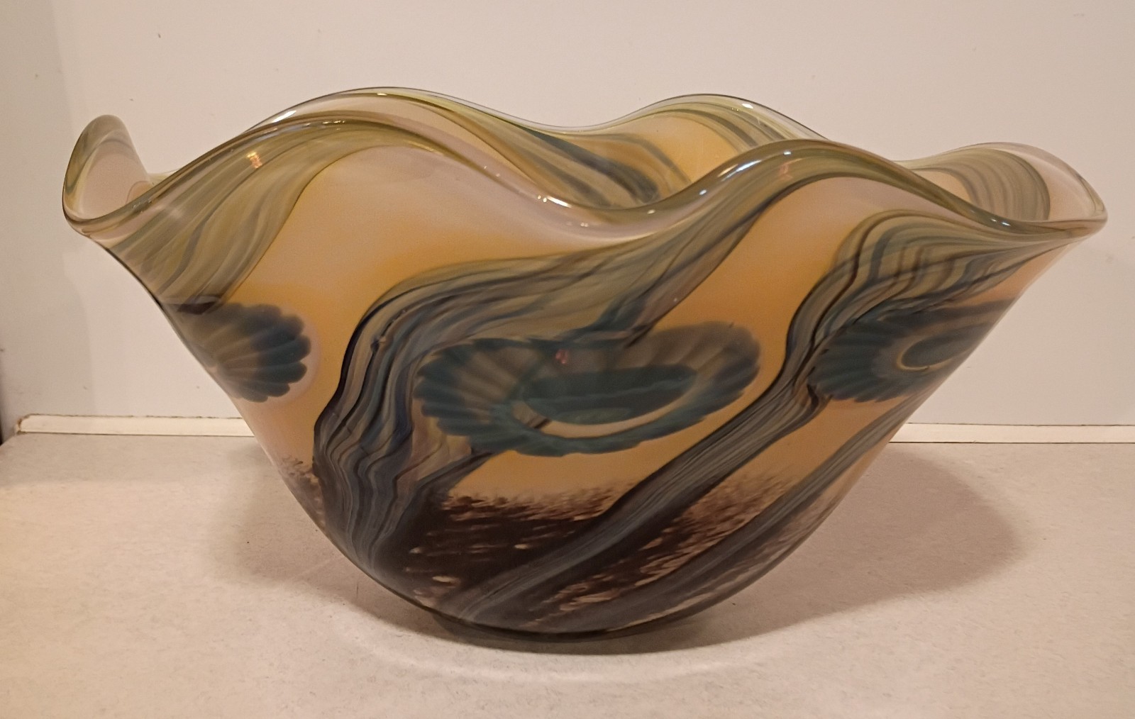 Large 2009 Signed Robert Eickholt Sea Flowers Art Glass Vase