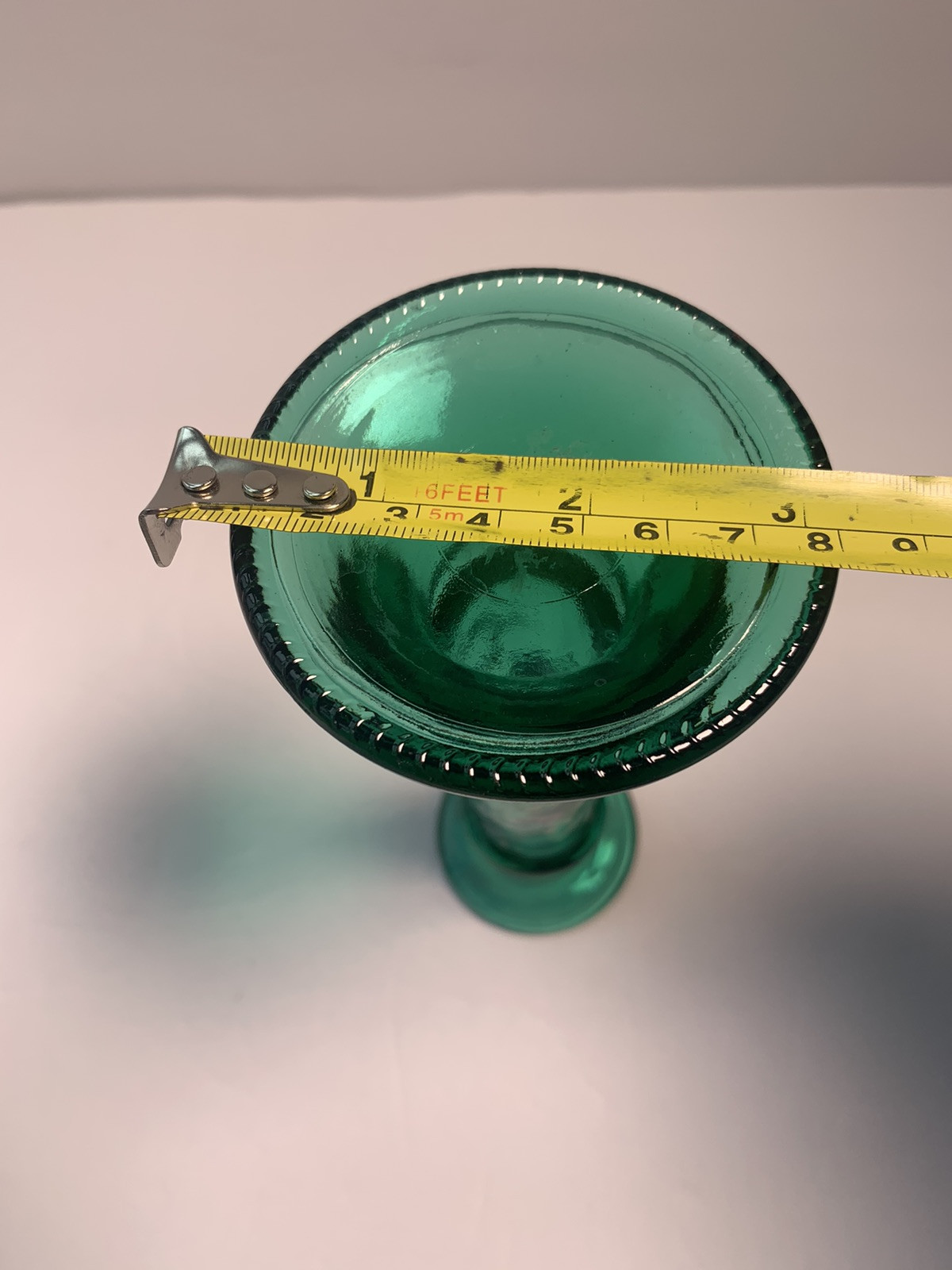Rare 2 Vintage Candle Sticks Holders Green US Glass Tiffin Hand Painted