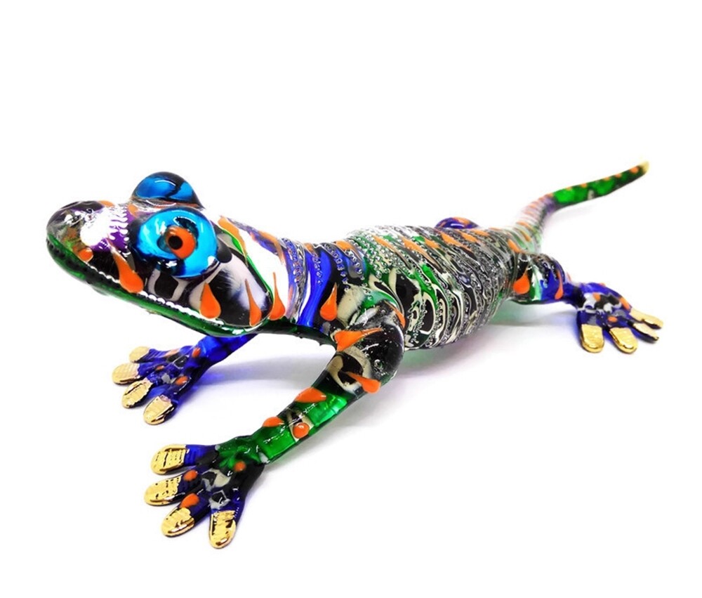 Big House Lizard Gecko Blown Glass Hand Figurine Fancy Animal Collectibles Decor
