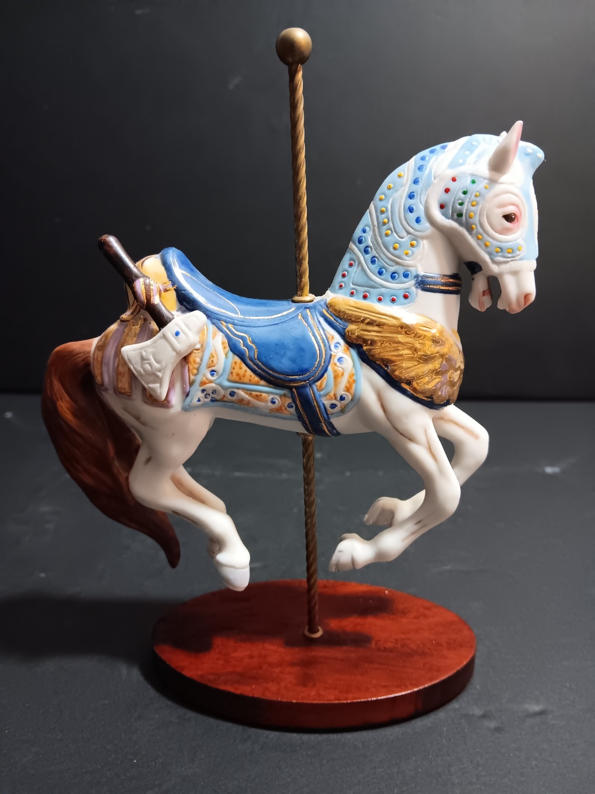 Vintage -1988 The Franklin Mint Treasury Of Carousel Art Armored Horse Figurine