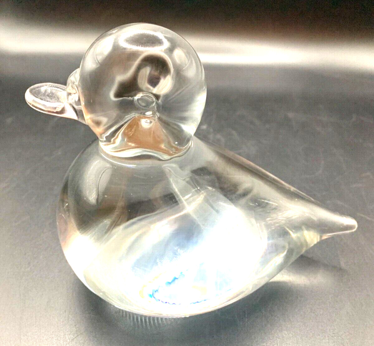 Wedgwood glass paperweight lilliput duck clear approx 4×4 in