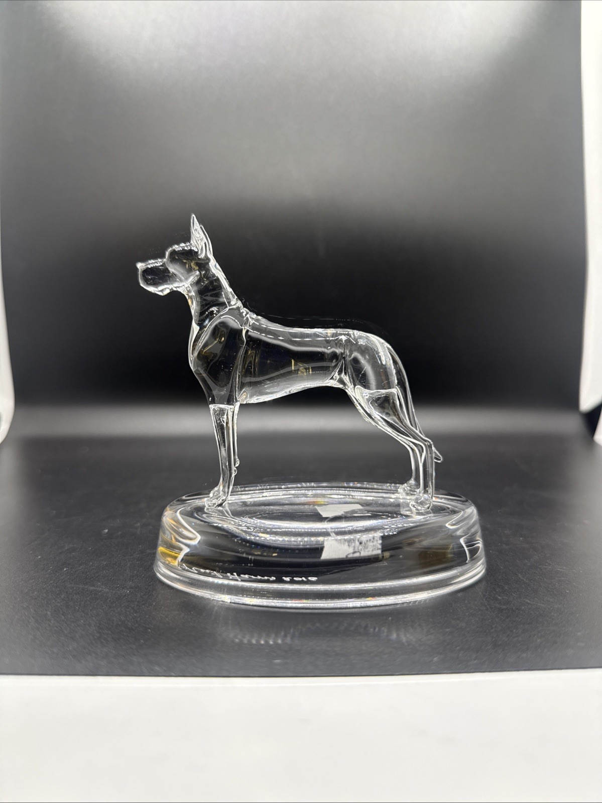 Neil Harris Signed Art Glass Great Dane Standing Figurine Paperweight Dog Signed