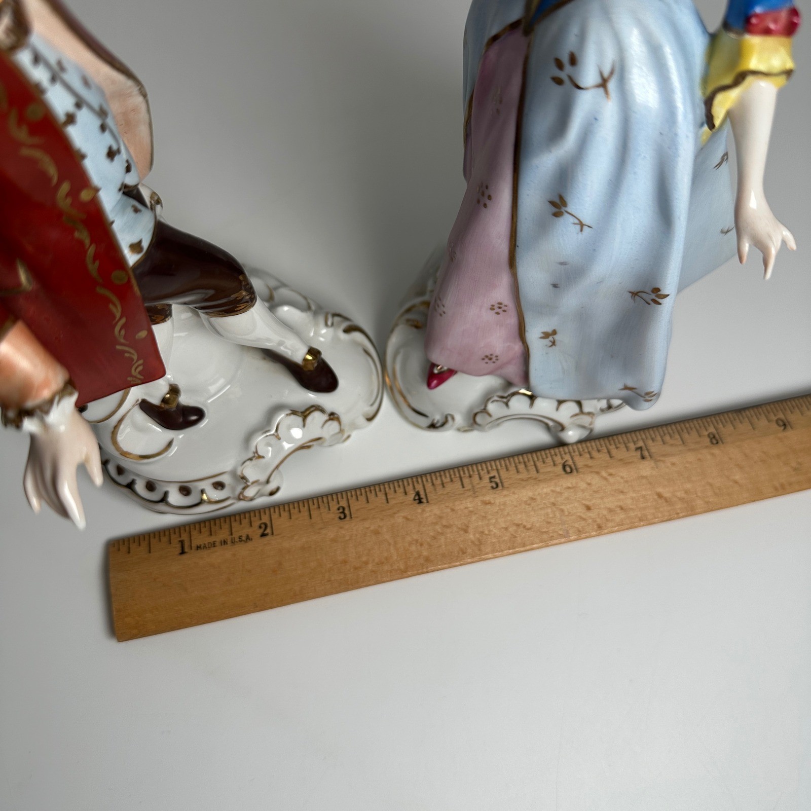 Cico Bavaria Porcelain Figurines Pair Dancers Red Blue Gold Gilt Germany 10″