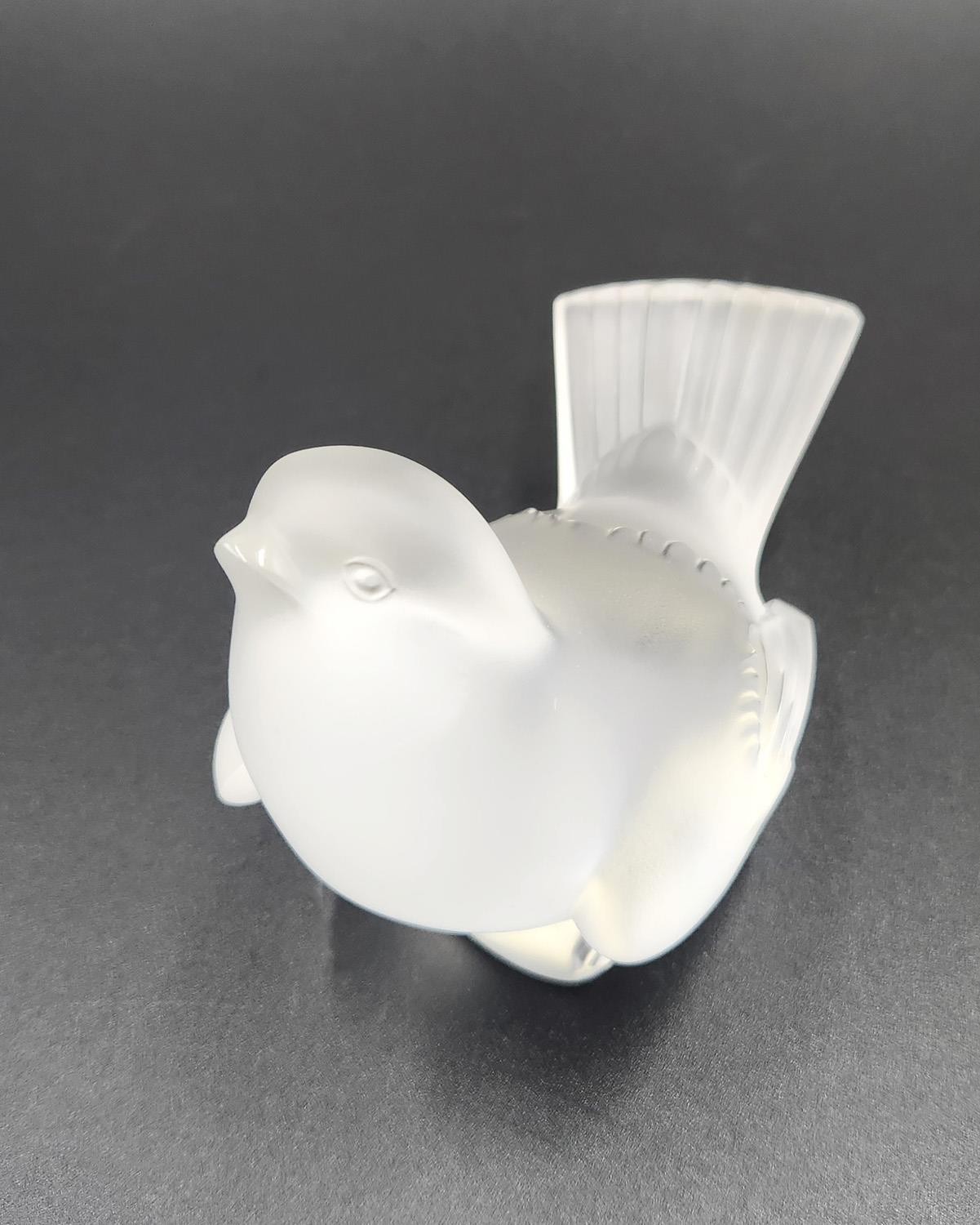 Vintage Lalique France Frosted Crystal Sparrows Figurines 4pc