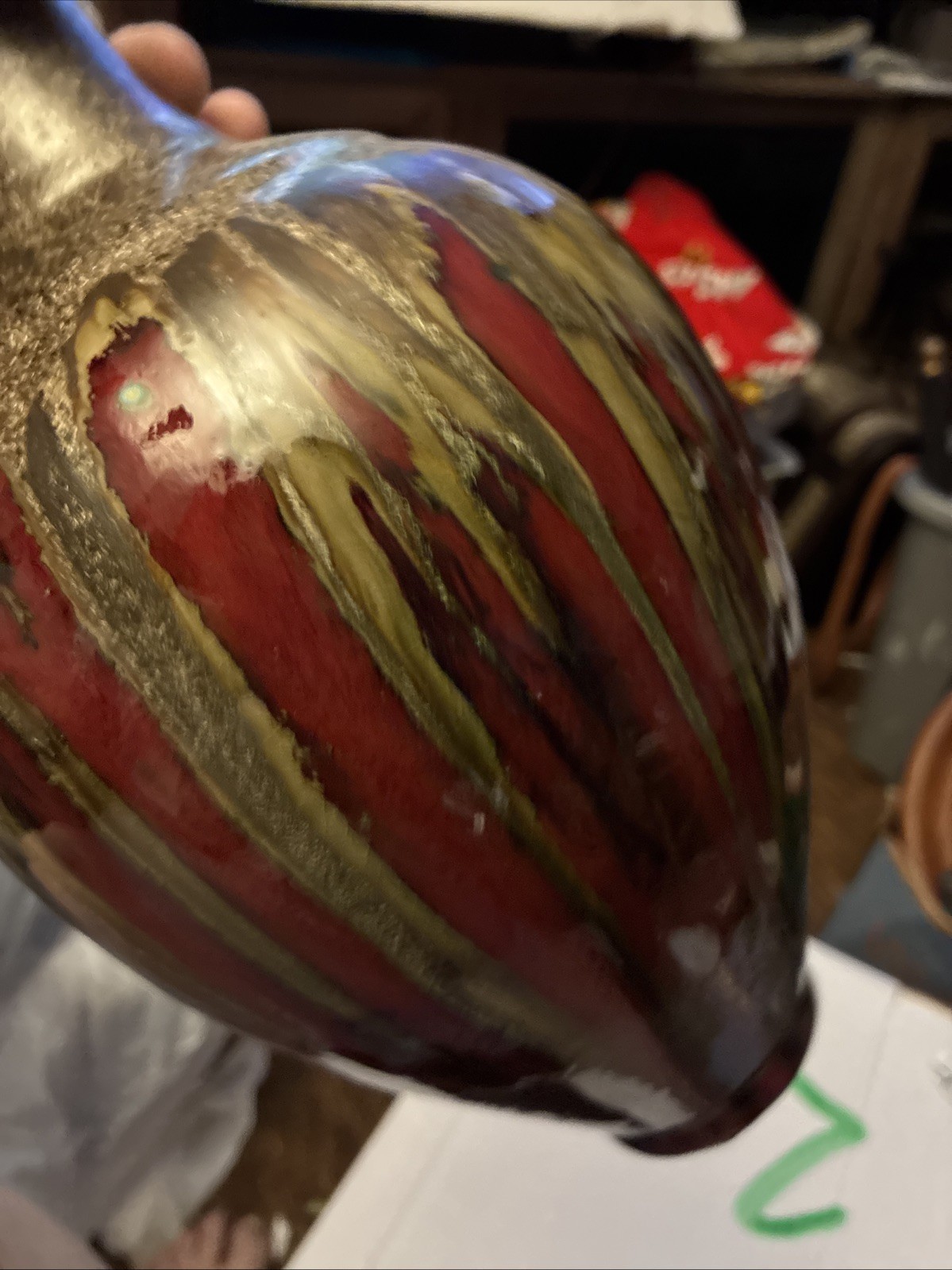 Pier 1 Mid-Century Modern 11.5 Inches Tall Drip Glaze Vase, Red Golden Greens