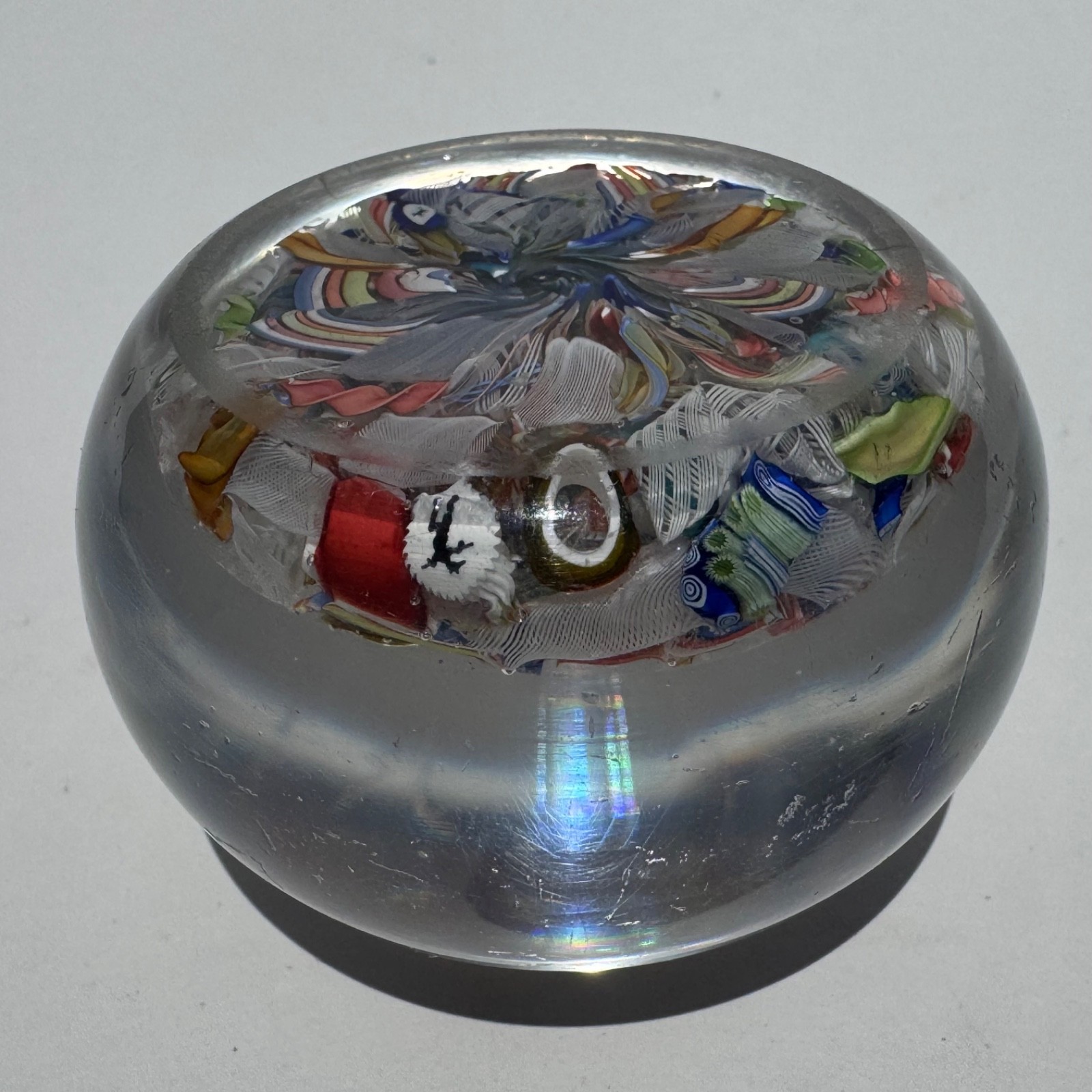 Antique Saint Louis Scramble Paperweight w/ Dancing Devil & Dog Silhouette Canes