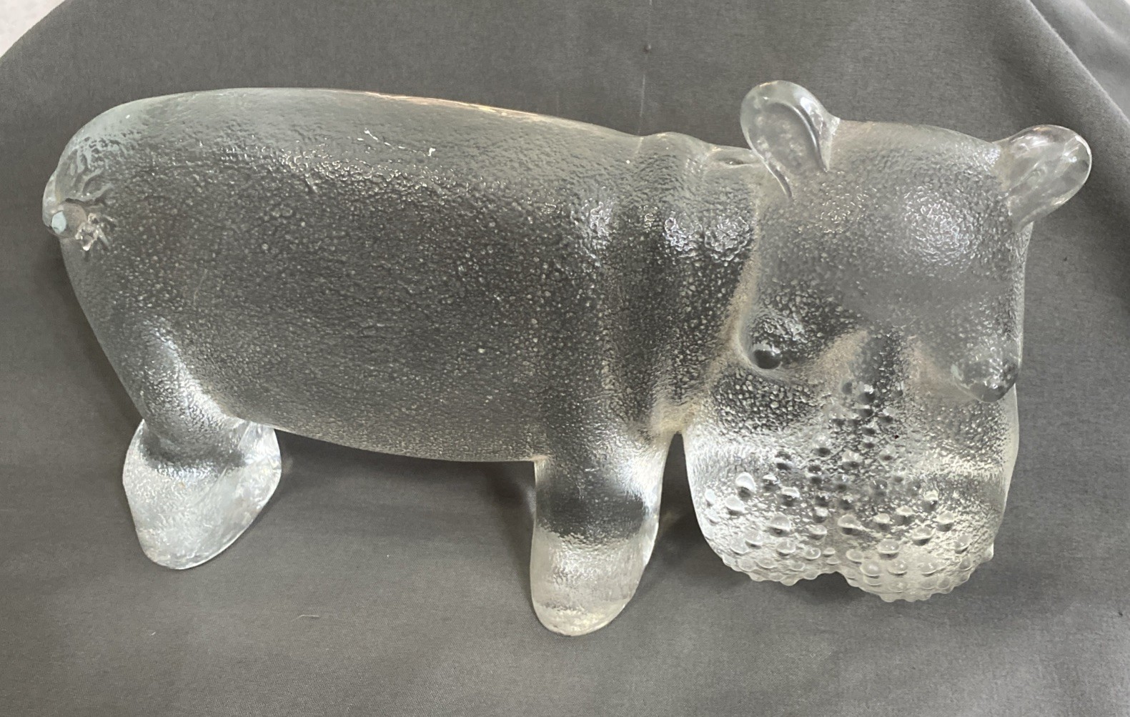 Kosta Boda Zoo Series – Glass Flatback HIPPO STANDING Paperweight Sweden