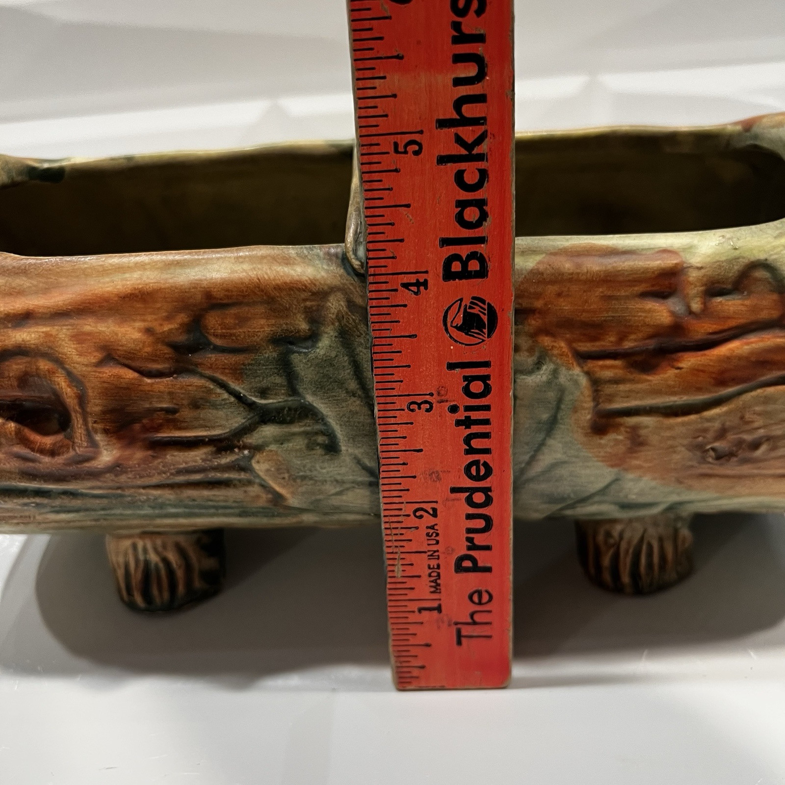 Weller Woodcraft Log Pottery Oak Leaf Log Shaped Ceramic Planter Centerpiece