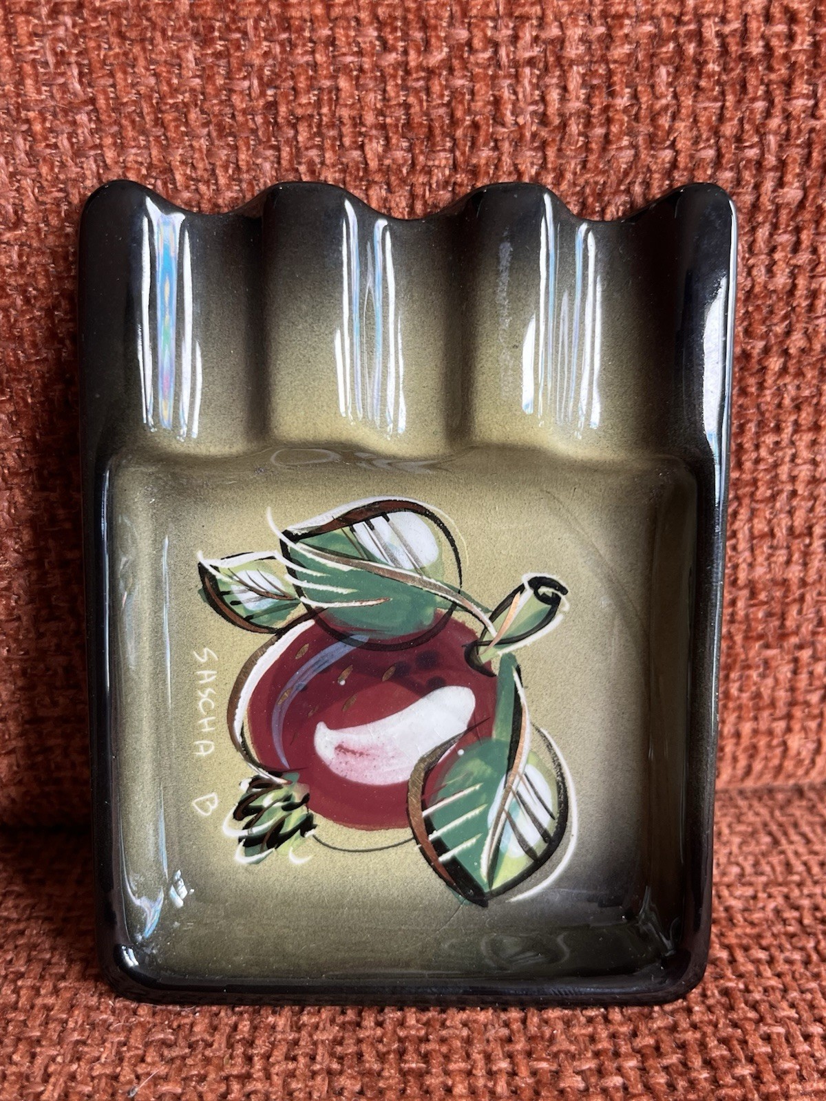 Vintage Pair Mid Century Modern Cigarette Tray Holder by Sascha Brastoff Signed