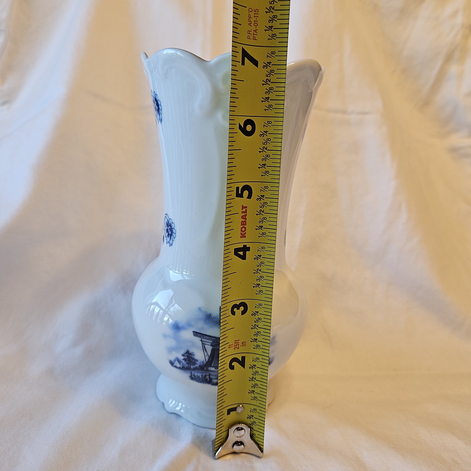 TER STEEGE b.v. DELFT BLAUW 7” Vase Hand-painted Holland Scalloped Top
