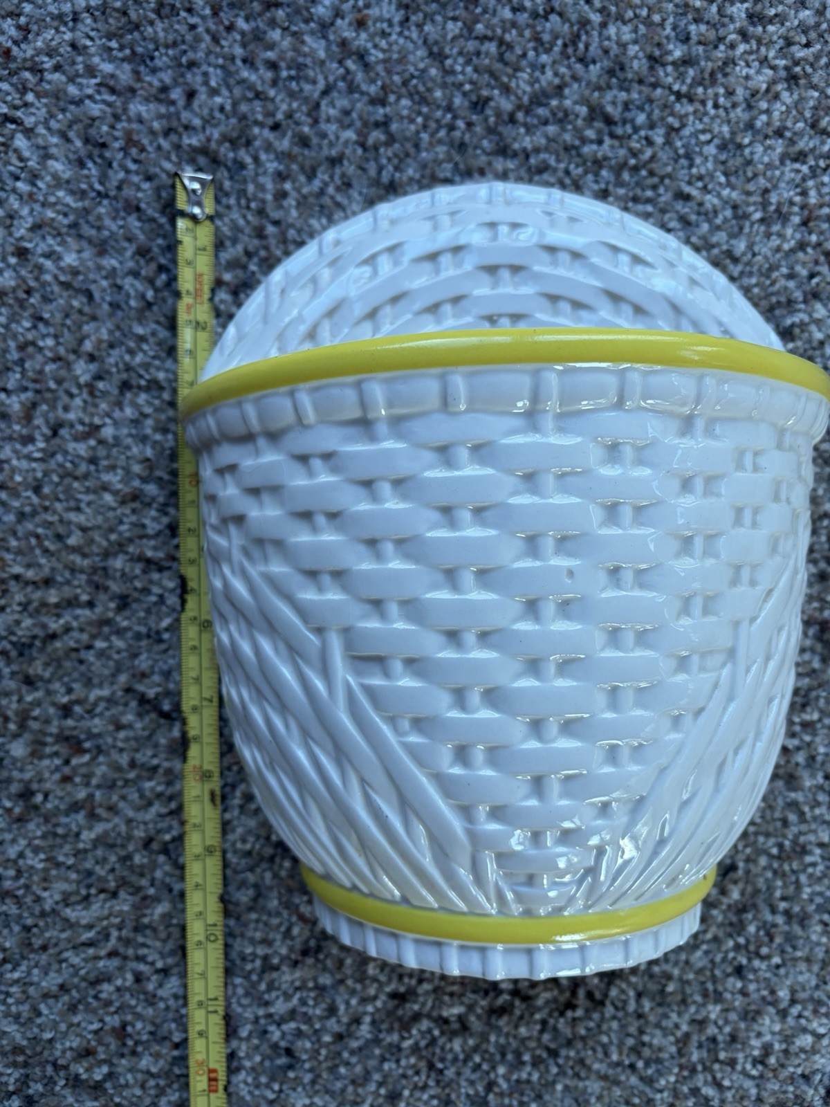 Vintage Haeger USA 8264 Basketweave Pot Planter White Cottagecore