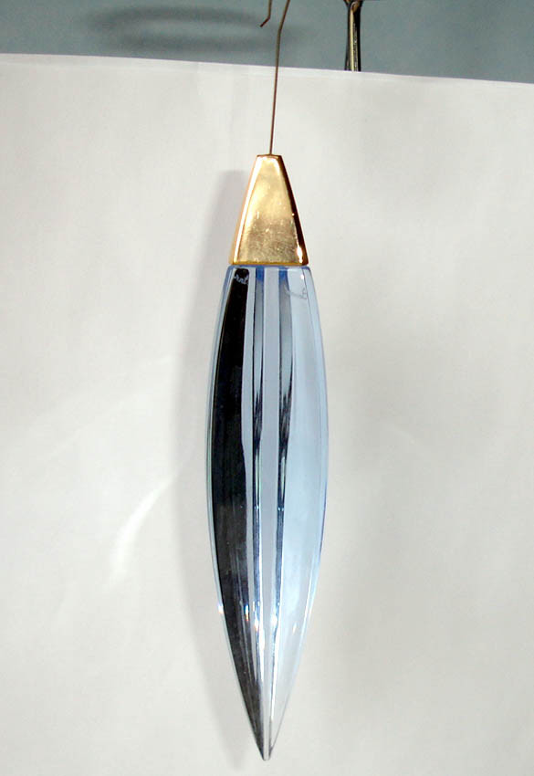 Baccarat Crystal Plume Ice Blue/Gold Cap Chandelier Pendant Drop Ornament New