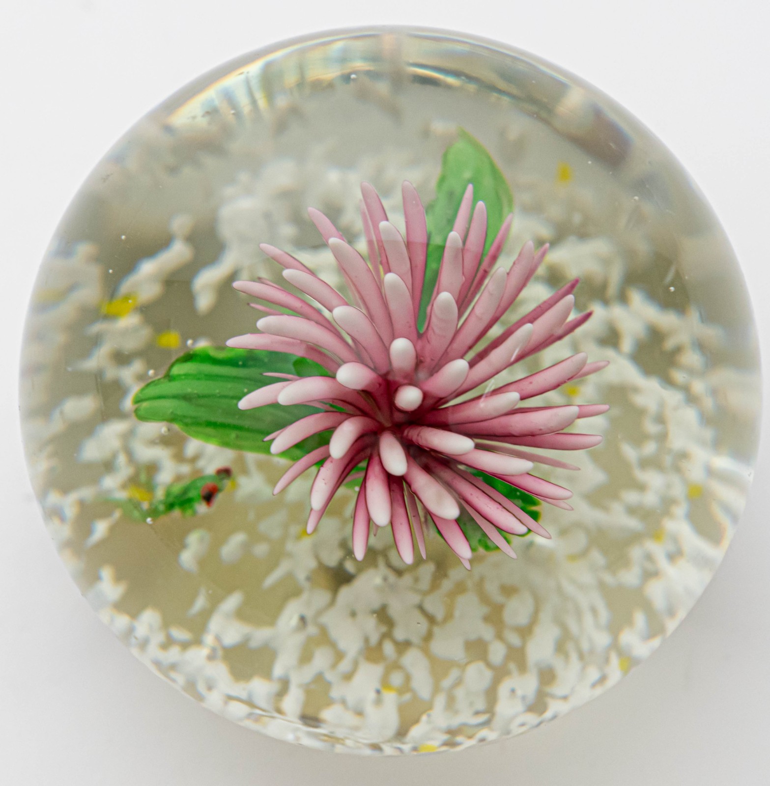 Vtg American Studio Glass Lampworked Floral Paperweight w/ Frogs, c. 1970s–1990s