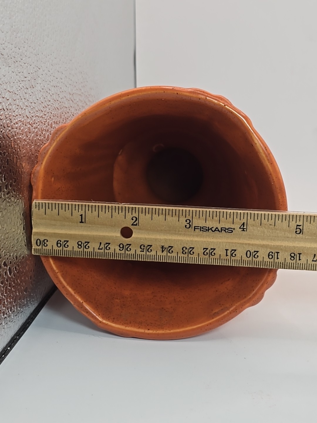 Vintage Pedestal Urn Vase Burnt Orange Glaze USA 6.75 In