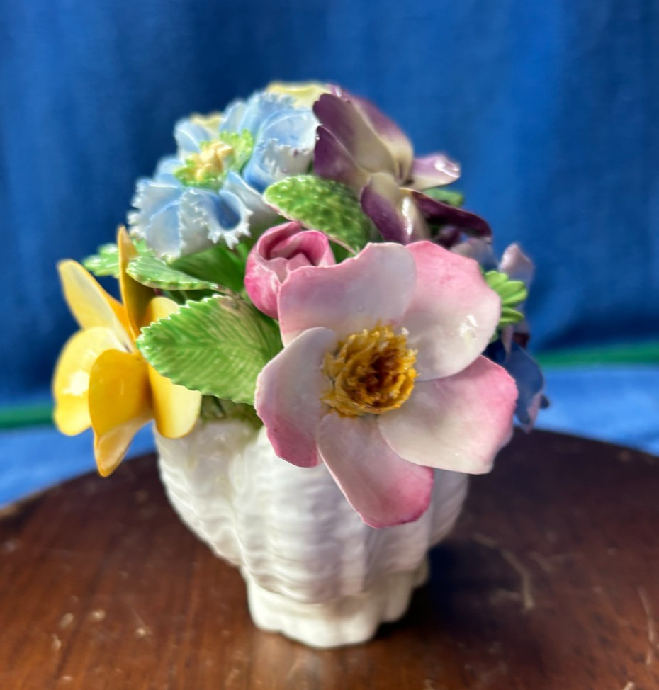 Vintage China Coal Port Medium Sized Flower Basket Figurine. Free Shipping