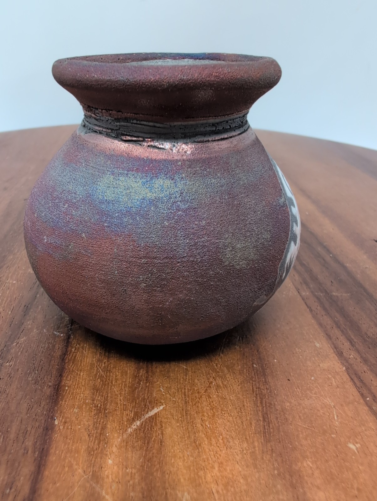 Raku Pottery VASE Jeremy Diller Southwest Buffalo Studio Fire And Earth Signed