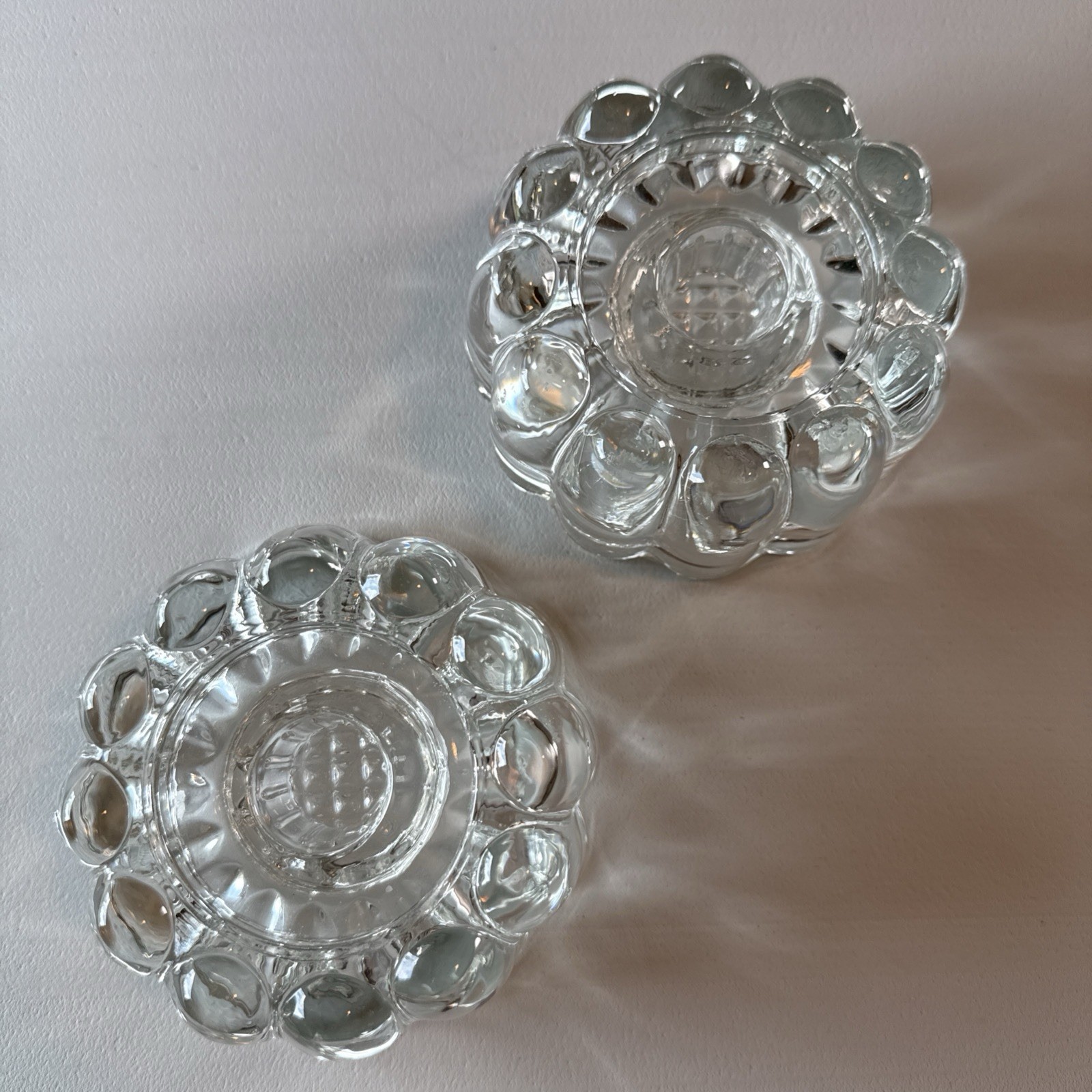 Vtg Princess House Heavy Candle Holders X2 1970s Lead Crystal 3-In-1 Scalloped