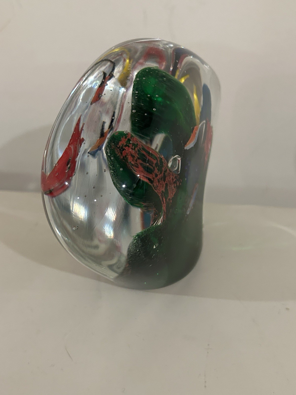 Vtg. Coral Reef Aquarium Paperweight Art Glass Sculpture 4”